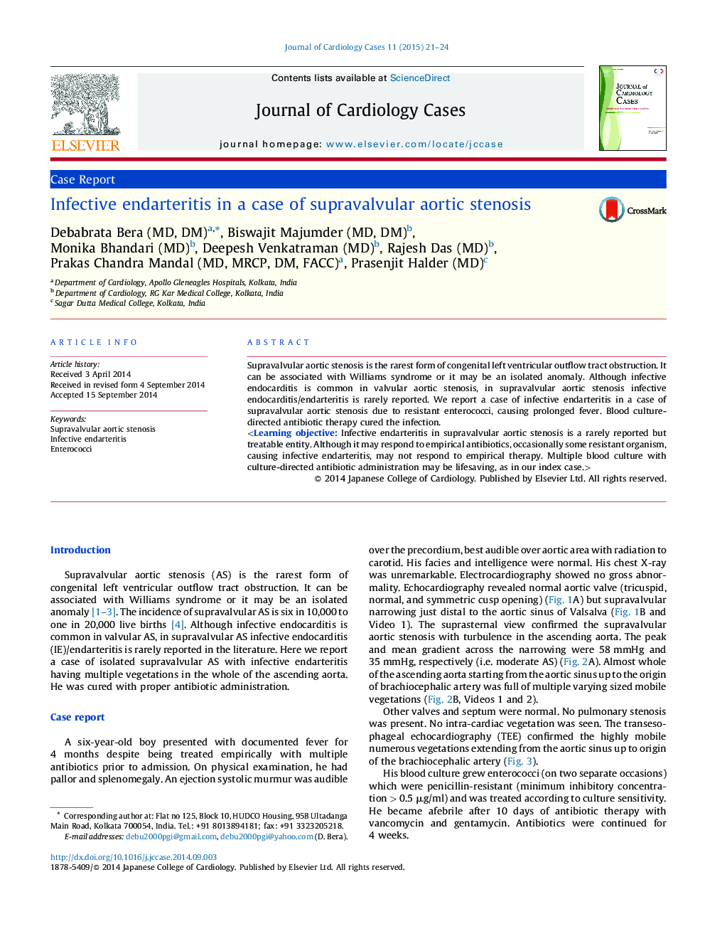 Infective endarteritis in a case of supravalvular aortic stenosis