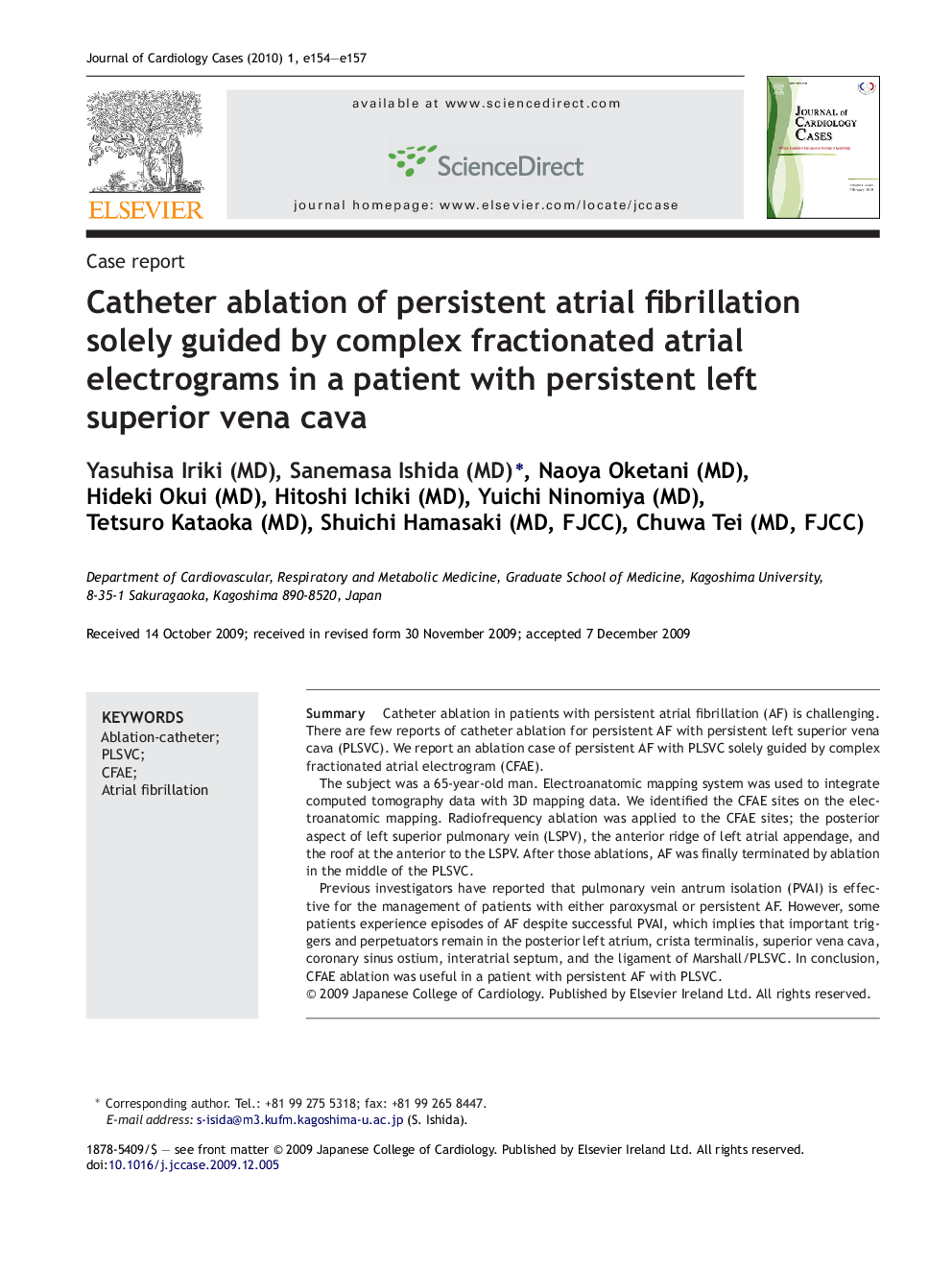 Catheter ablation of persistent atrial fibrillation solely guided by complex fractionated atrial electrograms in a patient with persistent left superior vena cava