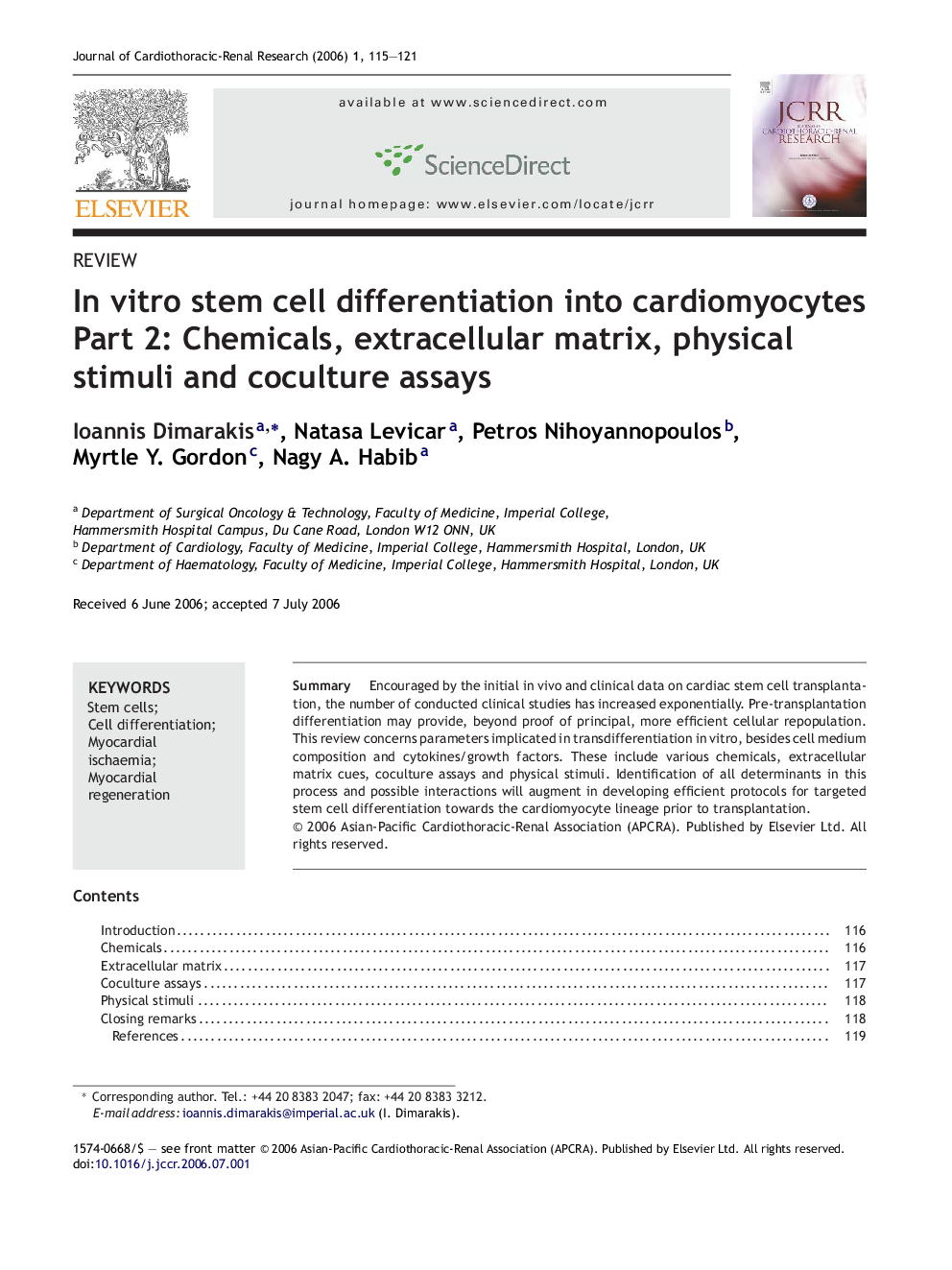 In vitro stem cell differentiation into cardiomyocytes