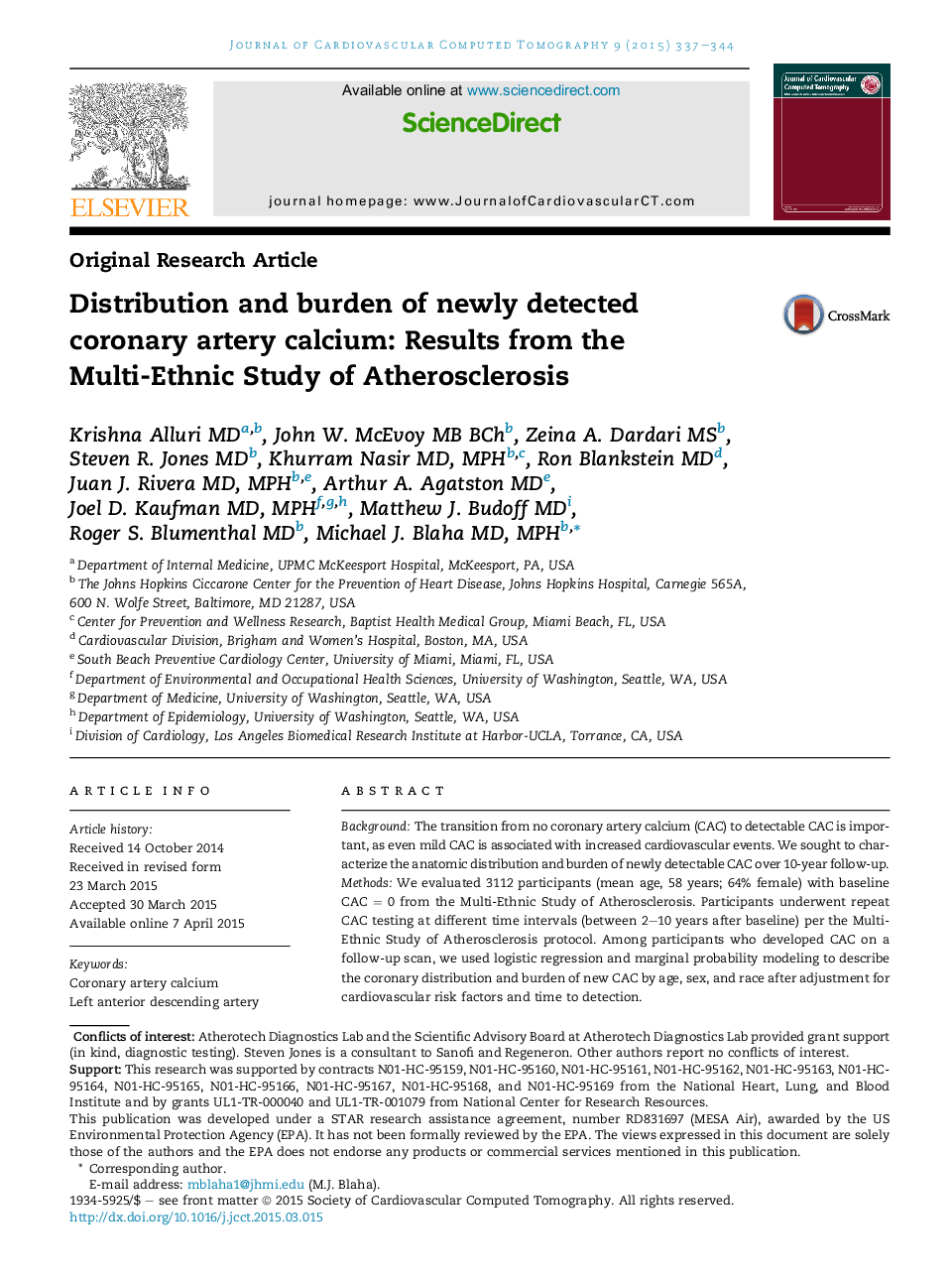 Distribution and burden of newly detected coronary artery calcium: Results from the Multi-Ethnic Study of Atherosclerosis