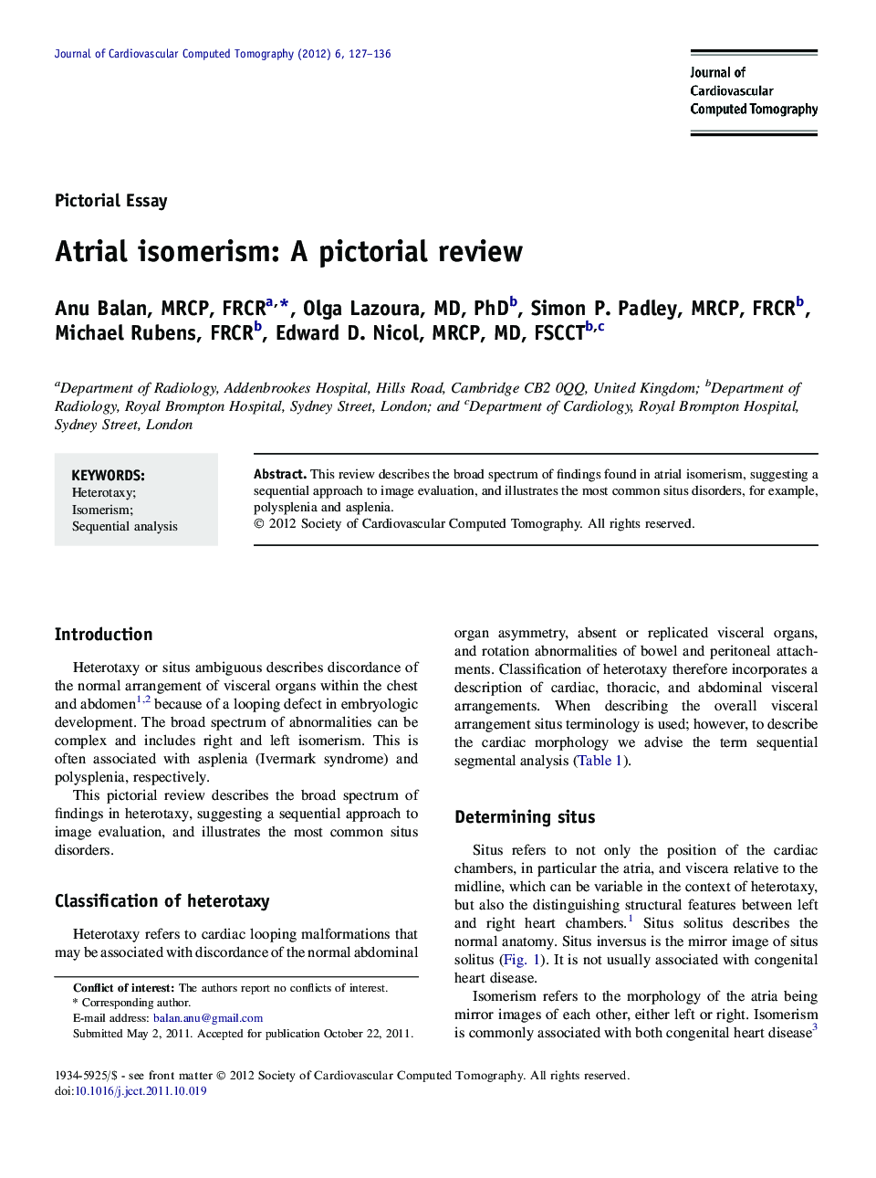 Atrial isomerism: A pictorial review 