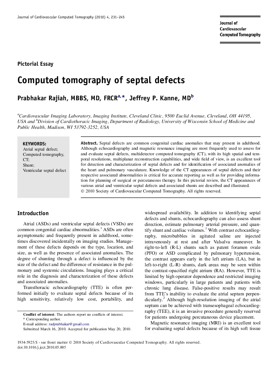 Computed tomography of septal defects 