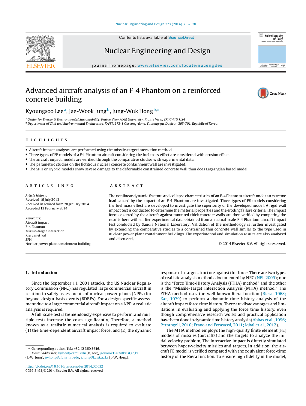 Advanced aircraft analysis of an F-4 Phantom on a reinforced concrete building