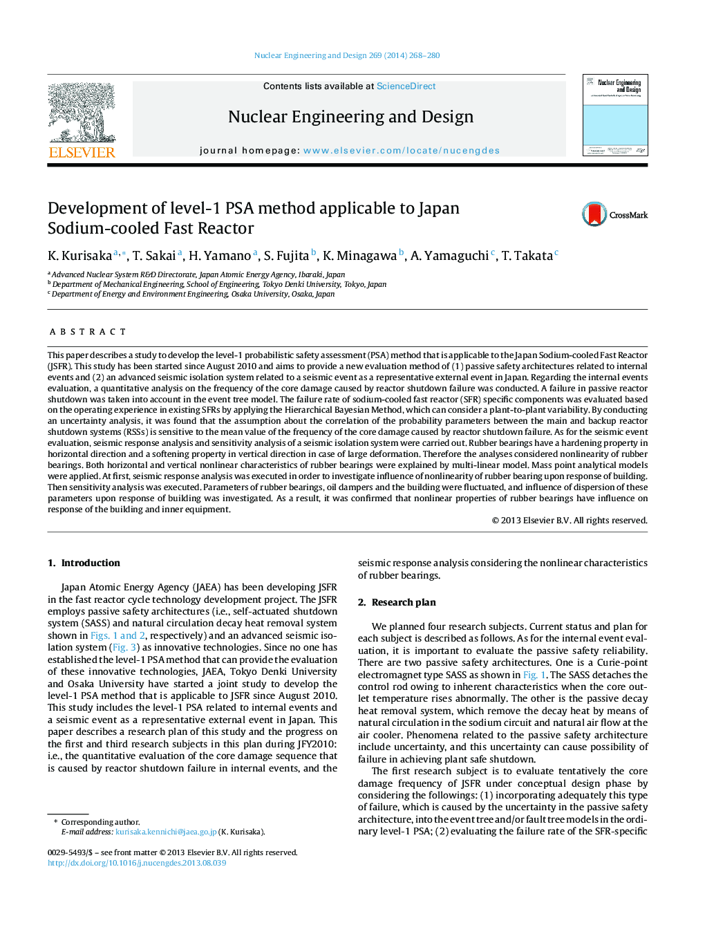 Development of level-1 PSA method applicable to Japan Sodium-cooled Fast Reactor