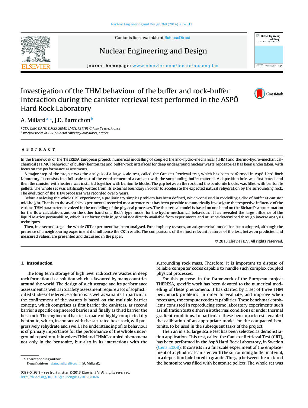 Investigation of the THM behaviour of the buffer and rock-buffer interaction during the canister retrieval test performed in the ASPÖ Hard Rock Laboratory