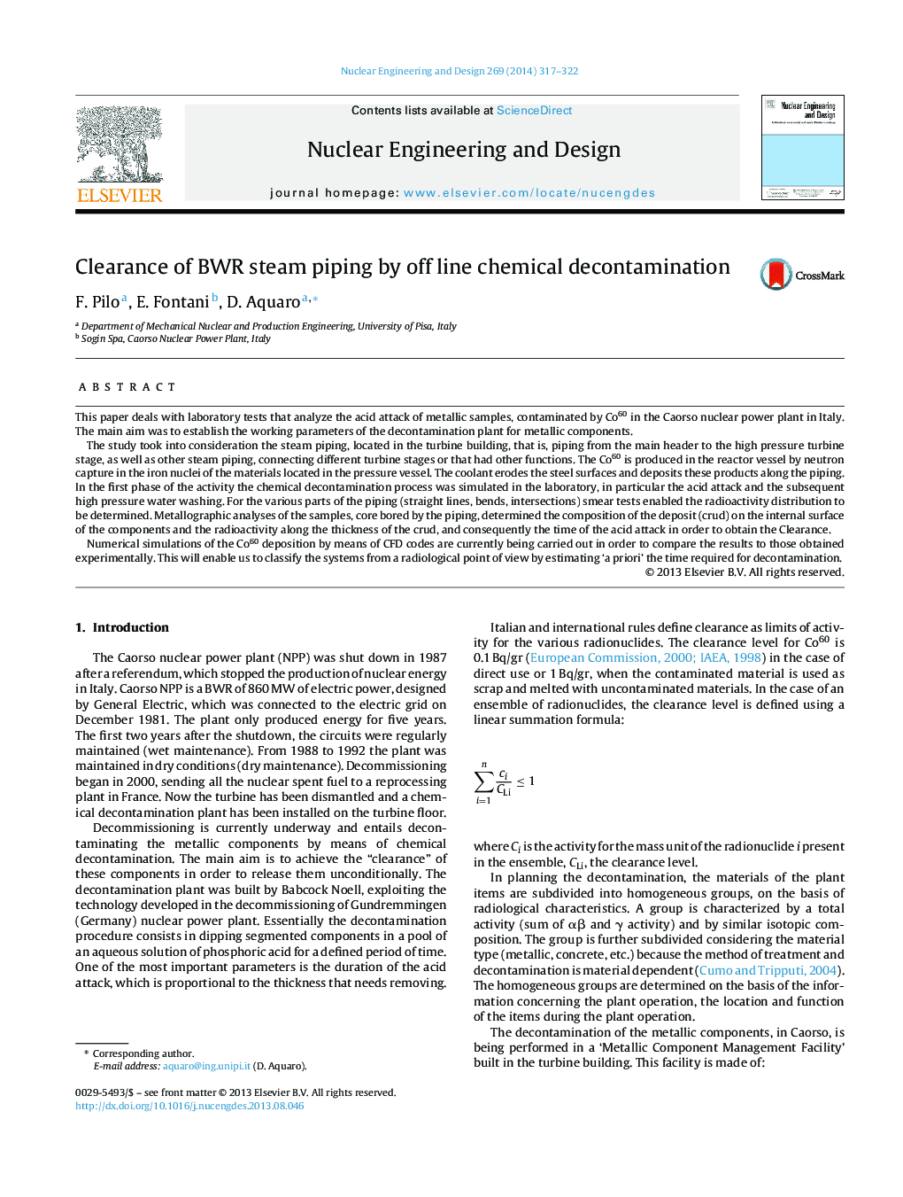 Clearance of BWR steam piping by off line chemical decontamination