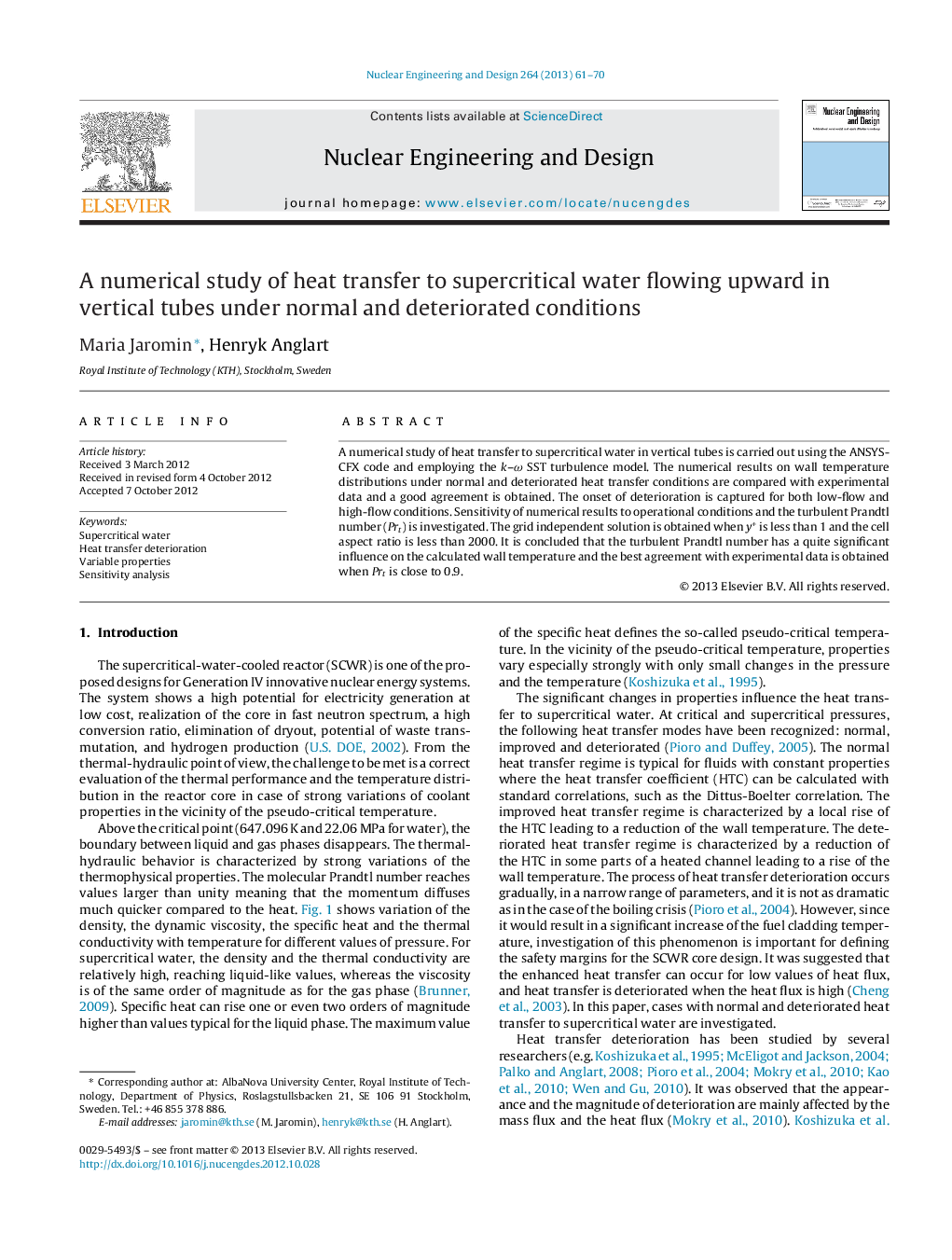 A numerical study of heat transfer to supercritical water flowing upward in vertical tubes under normal and deteriorated conditions