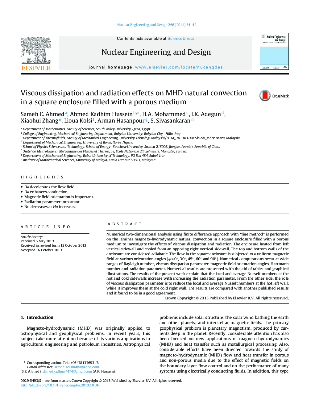 Viscous dissipation and radiation effects on MHD natural convection in a square enclosure filled with a porous medium