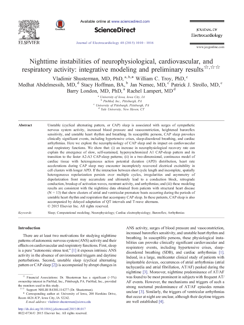 Nighttime instabilities of neurophysiological, cardiovascular, and respiratory activity: integrative modeling and preliminary results 