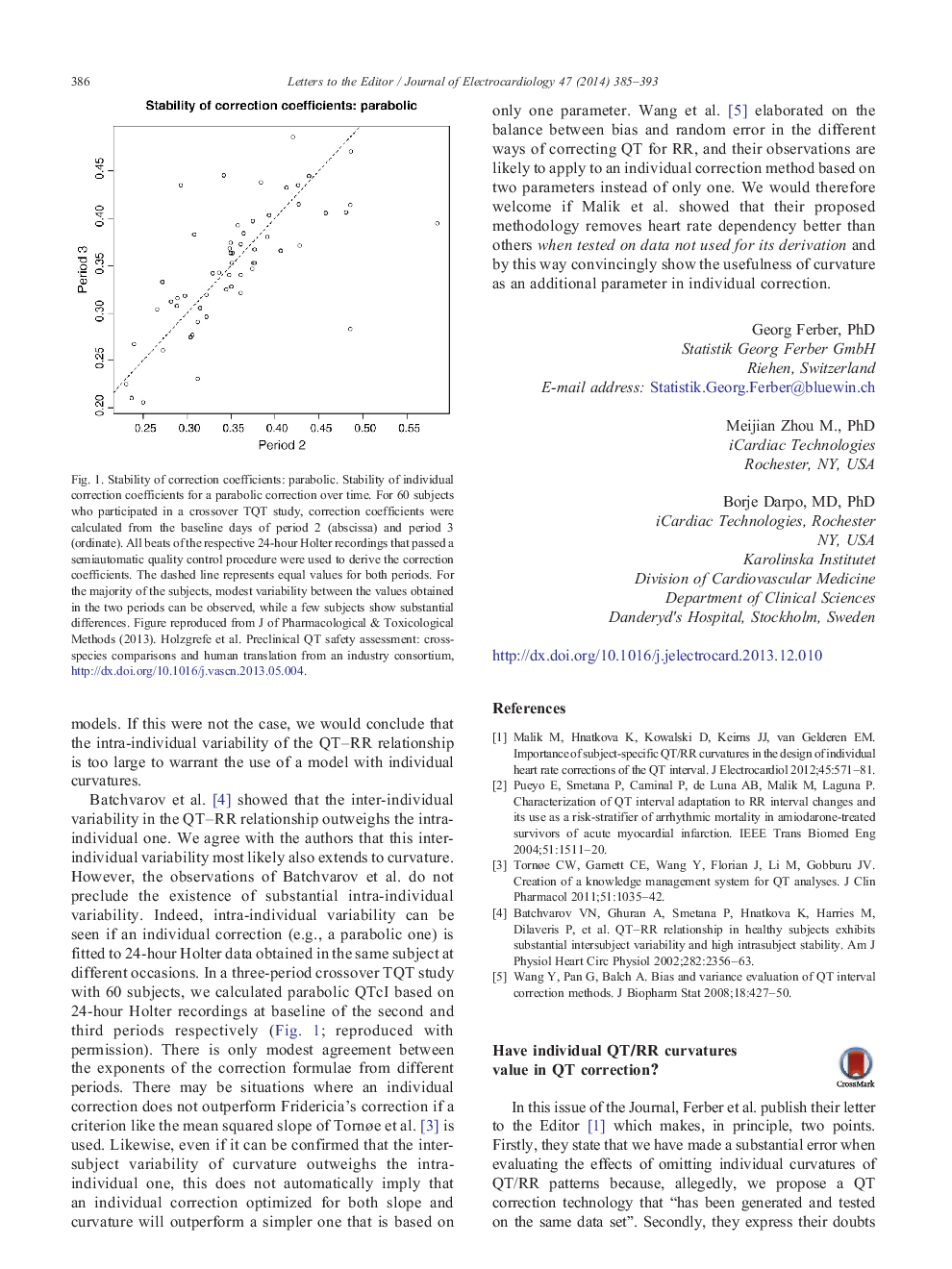 Have individual QT/RR curvatures value in QT correction?