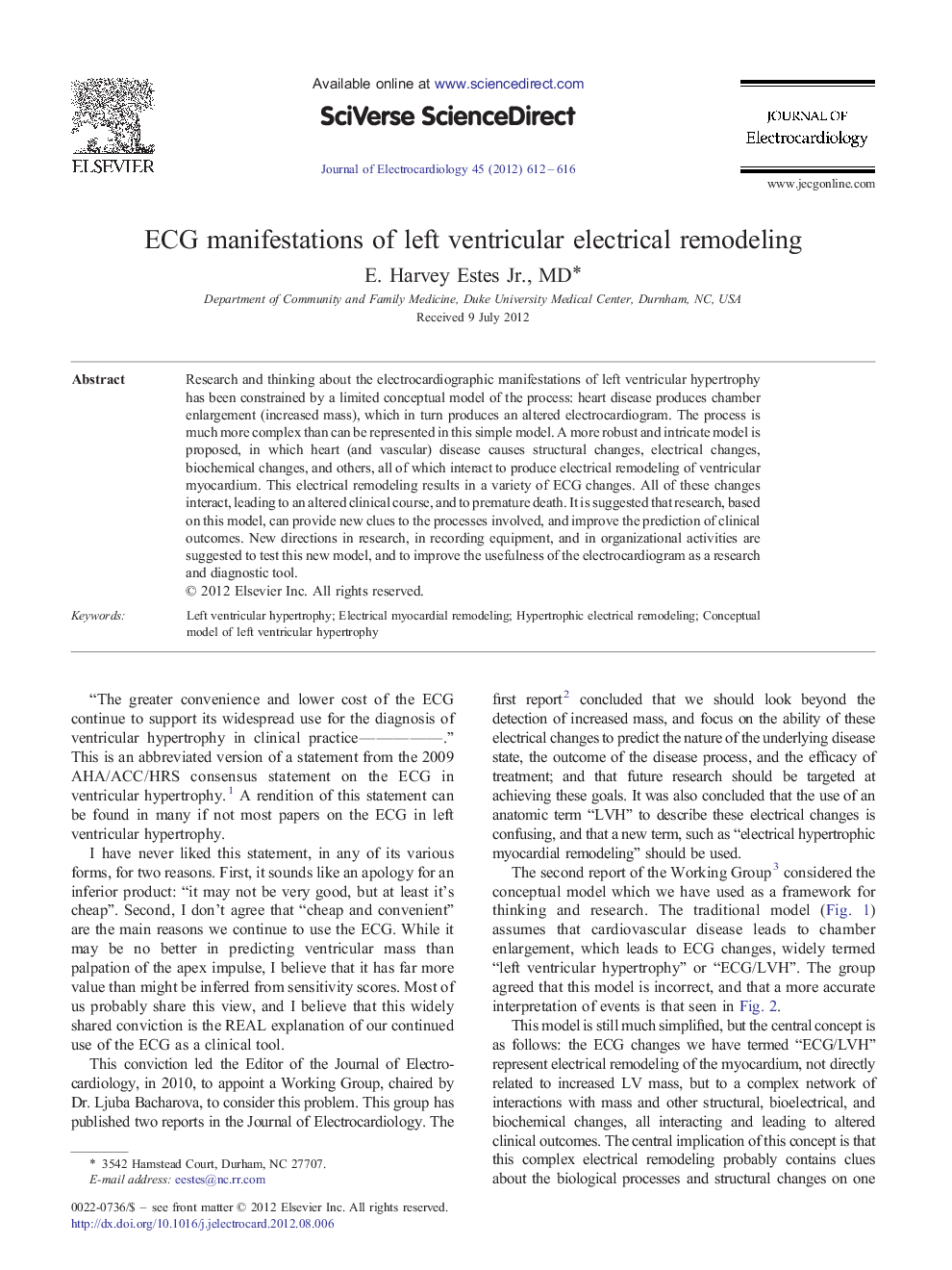 ECG manifestations of left ventricular electrical remodeling