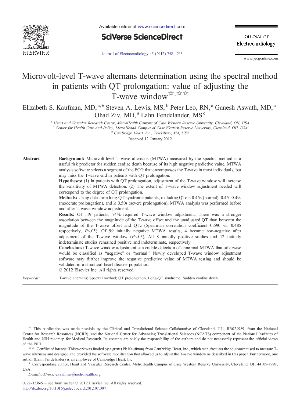 Microvolt-level T-wave alternans determination using the spectral method in patients with QT prolongation: value of adjusting the T-wave window