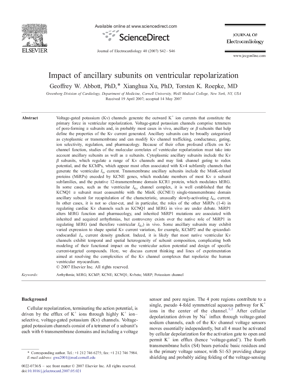 Impact of ancillary subunits on ventricular repolarization