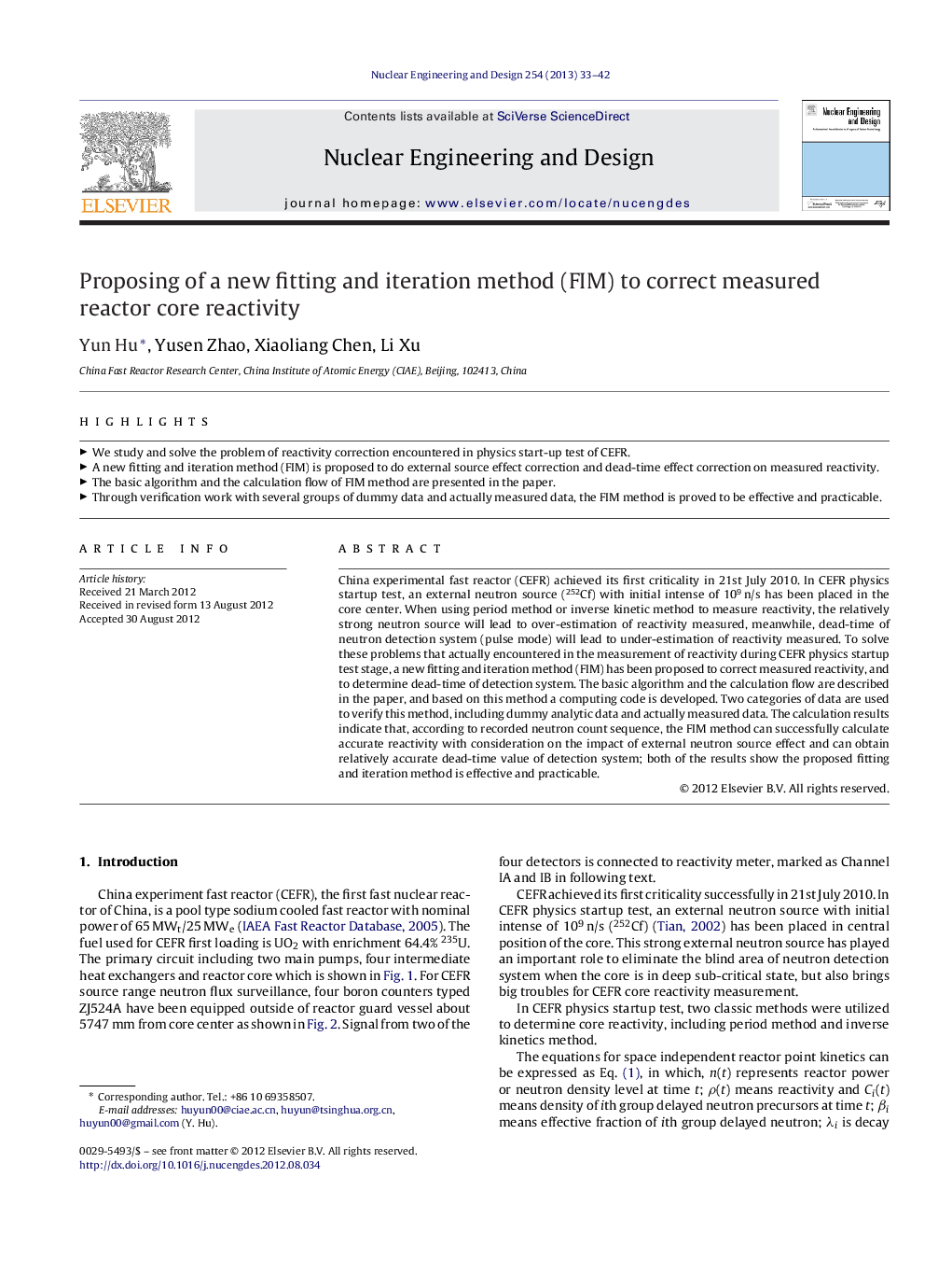 Proposing of a new fitting and iteration method (FIM) to correct measured reactor core reactivity