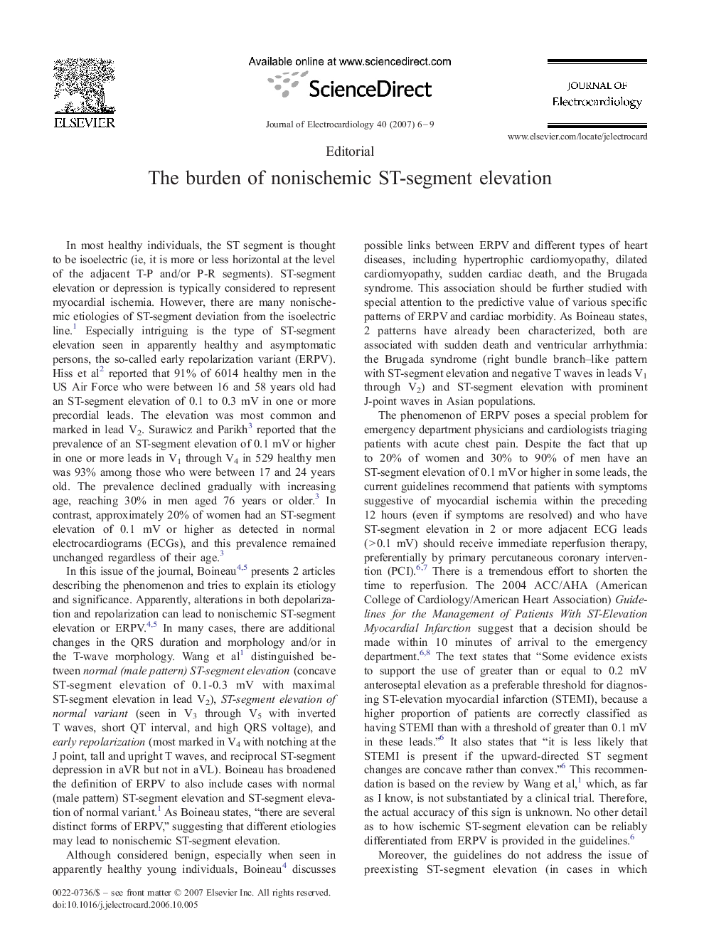The burden of nonischemic ST-segment elevation