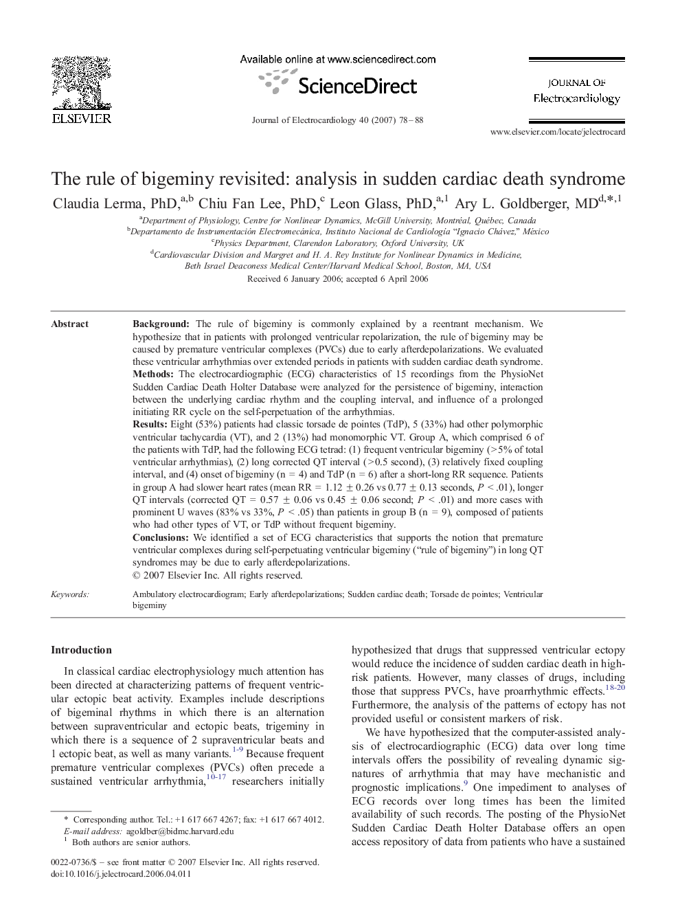 The rule of bigeminy revisited: analysis in sudden cardiac death syndrome