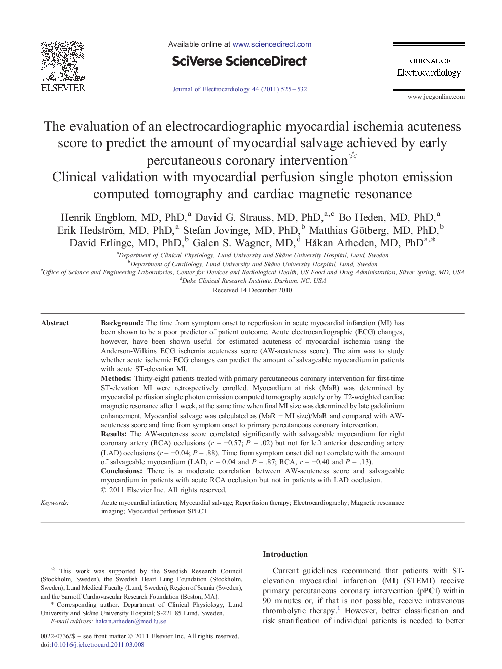 The evaluation of an electrocardiographic myocardial ischemia acuteness score to predict the amount of myocardial salvage achieved by early percutaneous coronary intervention : Clinical validation with myocardial perfusion single photon emission computed