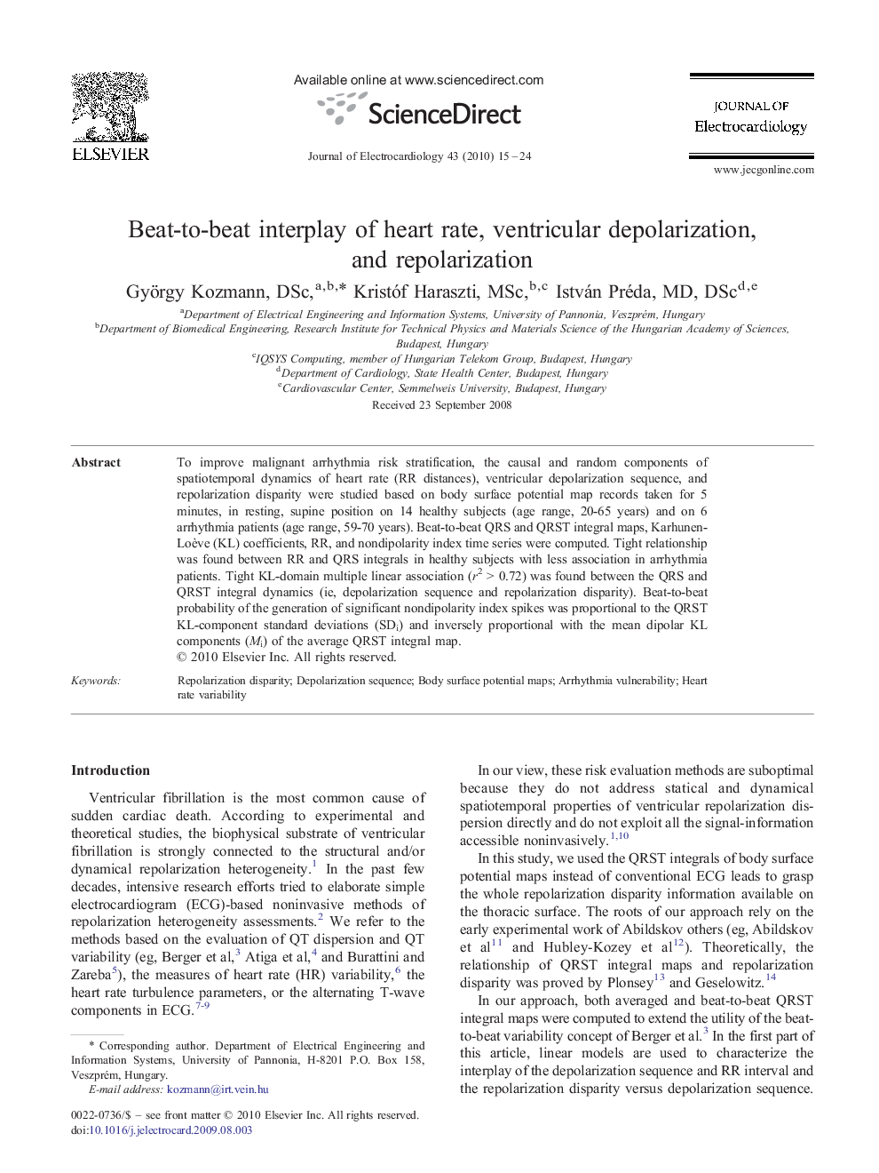 Beat-to-beat interplay of heart rate, ventricular depolarization, and repolarization
