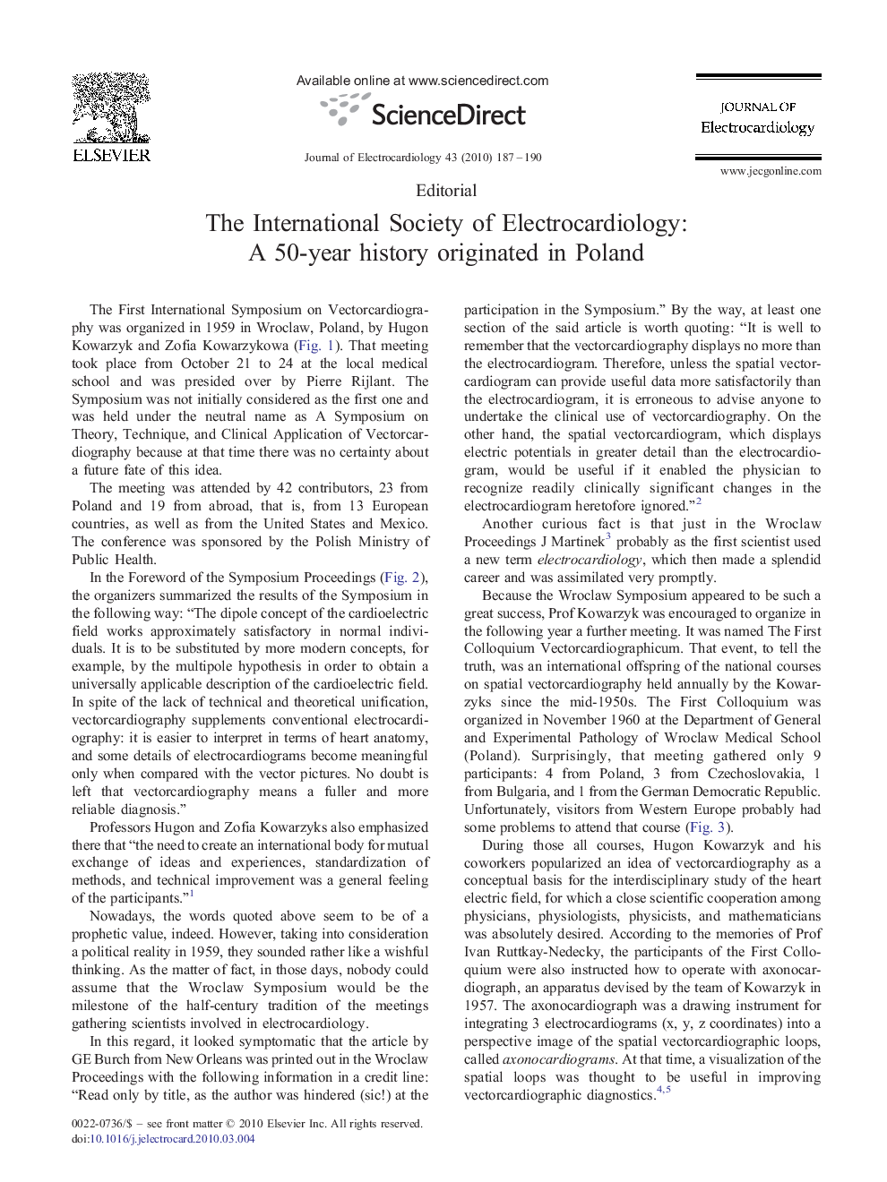 The International Society of Electrocardiology: A 50-year history originated in Poland