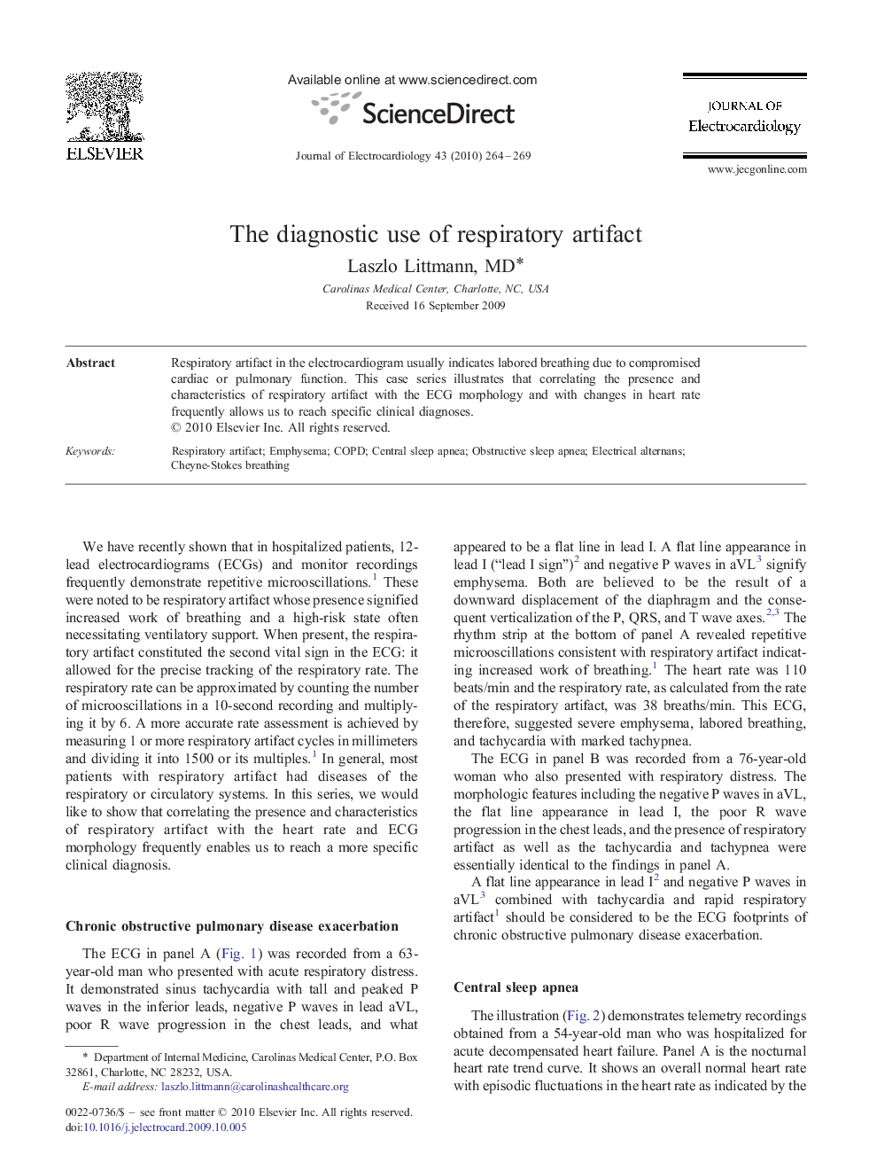 The diagnostic use of respiratory artifact