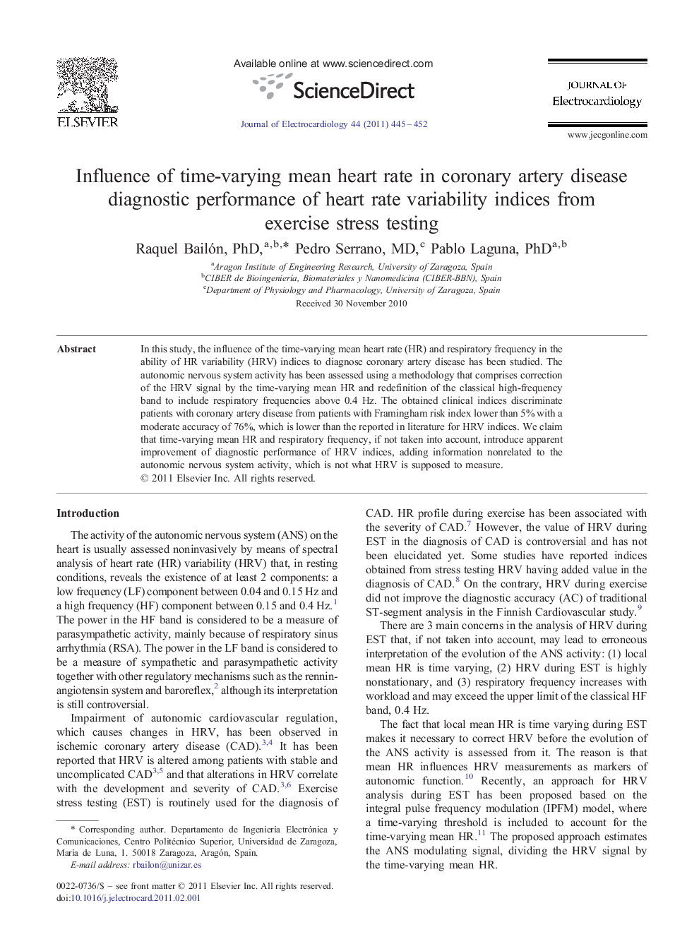 Influence of time-varying mean heart rate in coronary artery disease diagnostic performance of heart rate variability indices from exercise stress testing