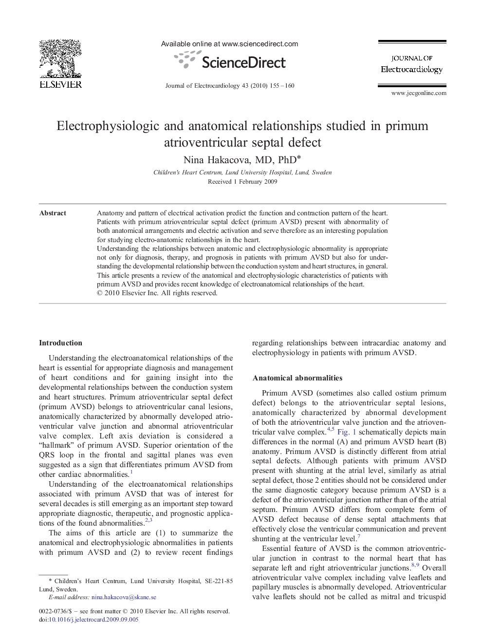 Electrophysiologic and anatomical relationships studied in primum atrioventricular septal defect