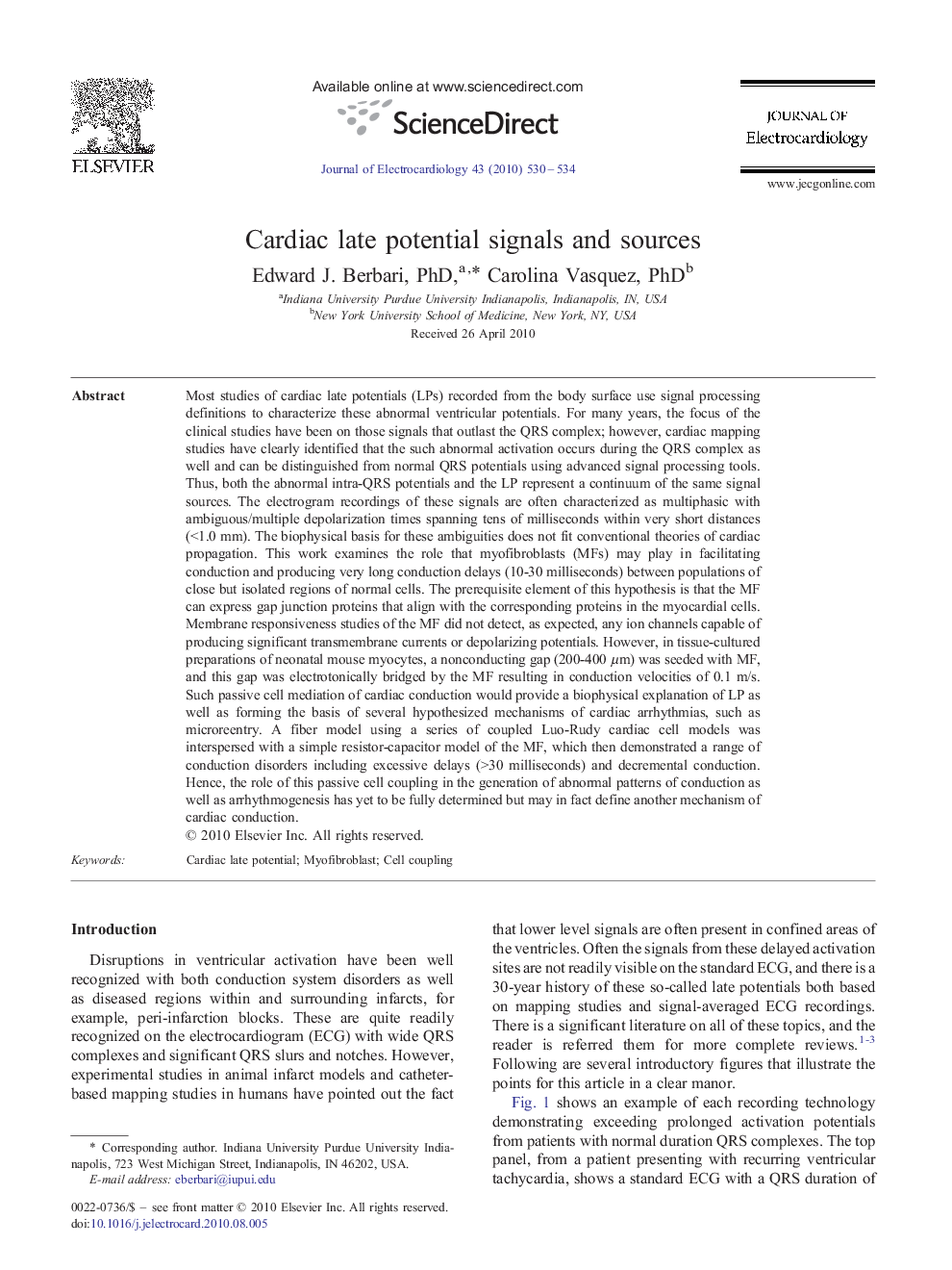 Cardiac late potential signals and sources