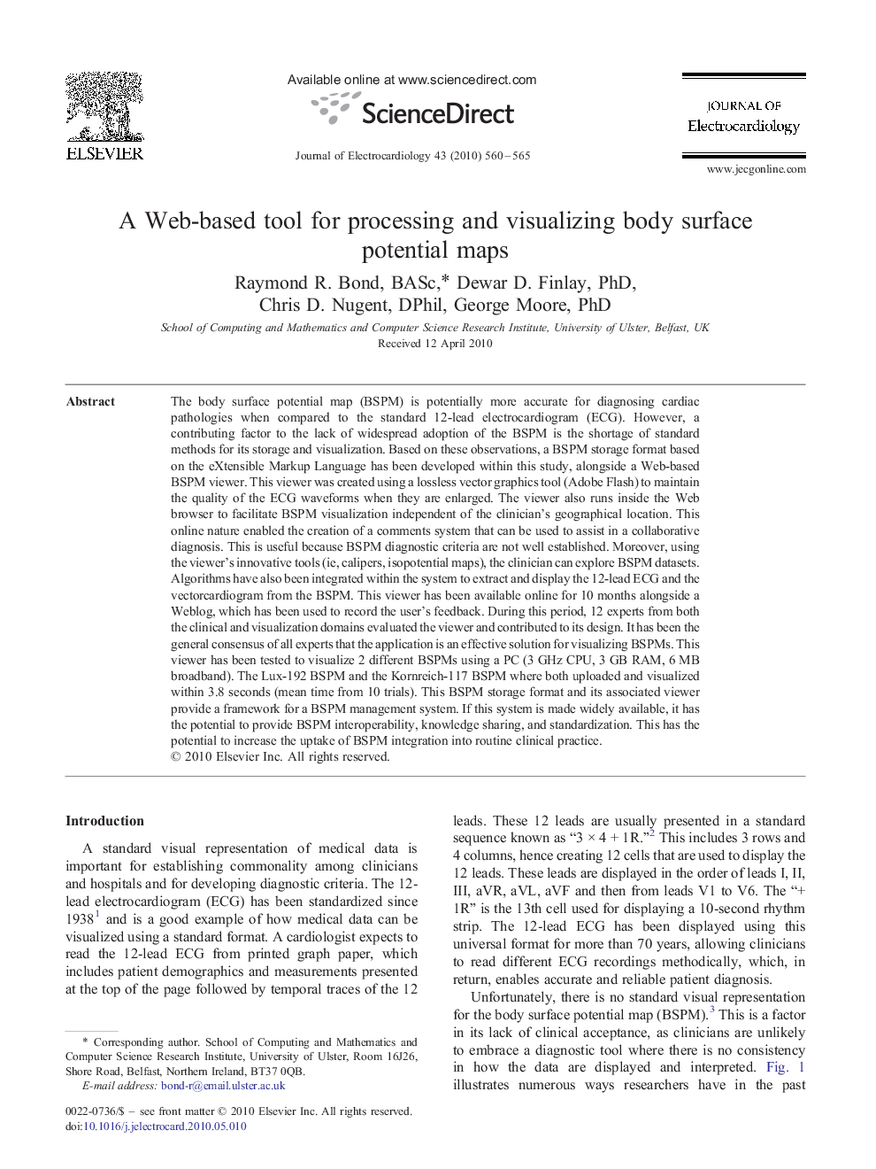 A Web-based tool for processing and visualizing body surface potential maps