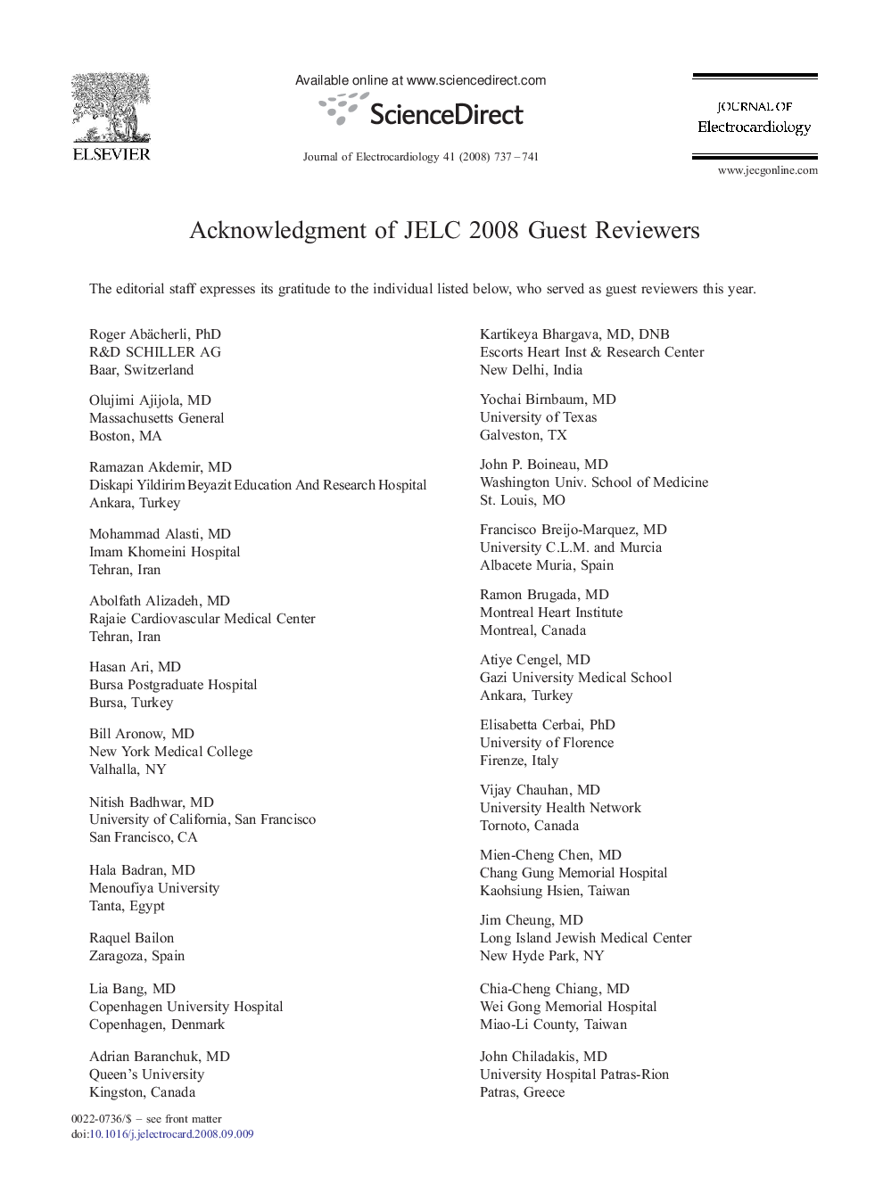 Acknowledgment of JELC 2008 Guest Reviewers