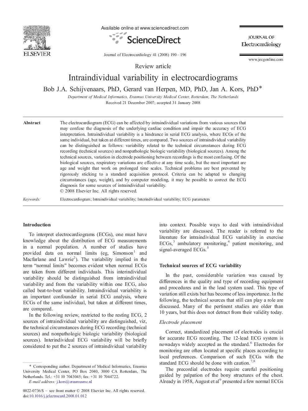 Intraindividual variability in electrocardiograms