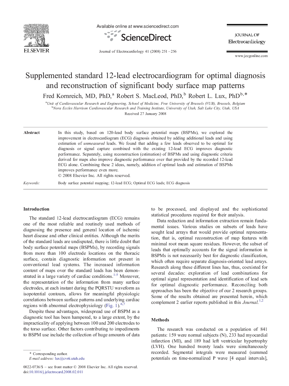 Supplemented standard 12-lead electrocardiogram for optimal diagnosis and reconstruction of significant body surface map patterns