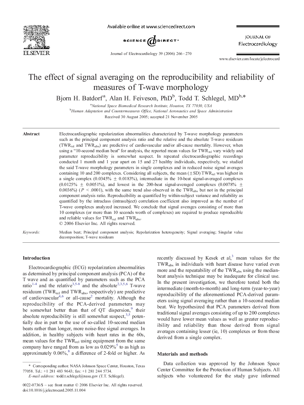 The effect of signal averaging on the reproducibility and reliability of measures of T-wave morphology