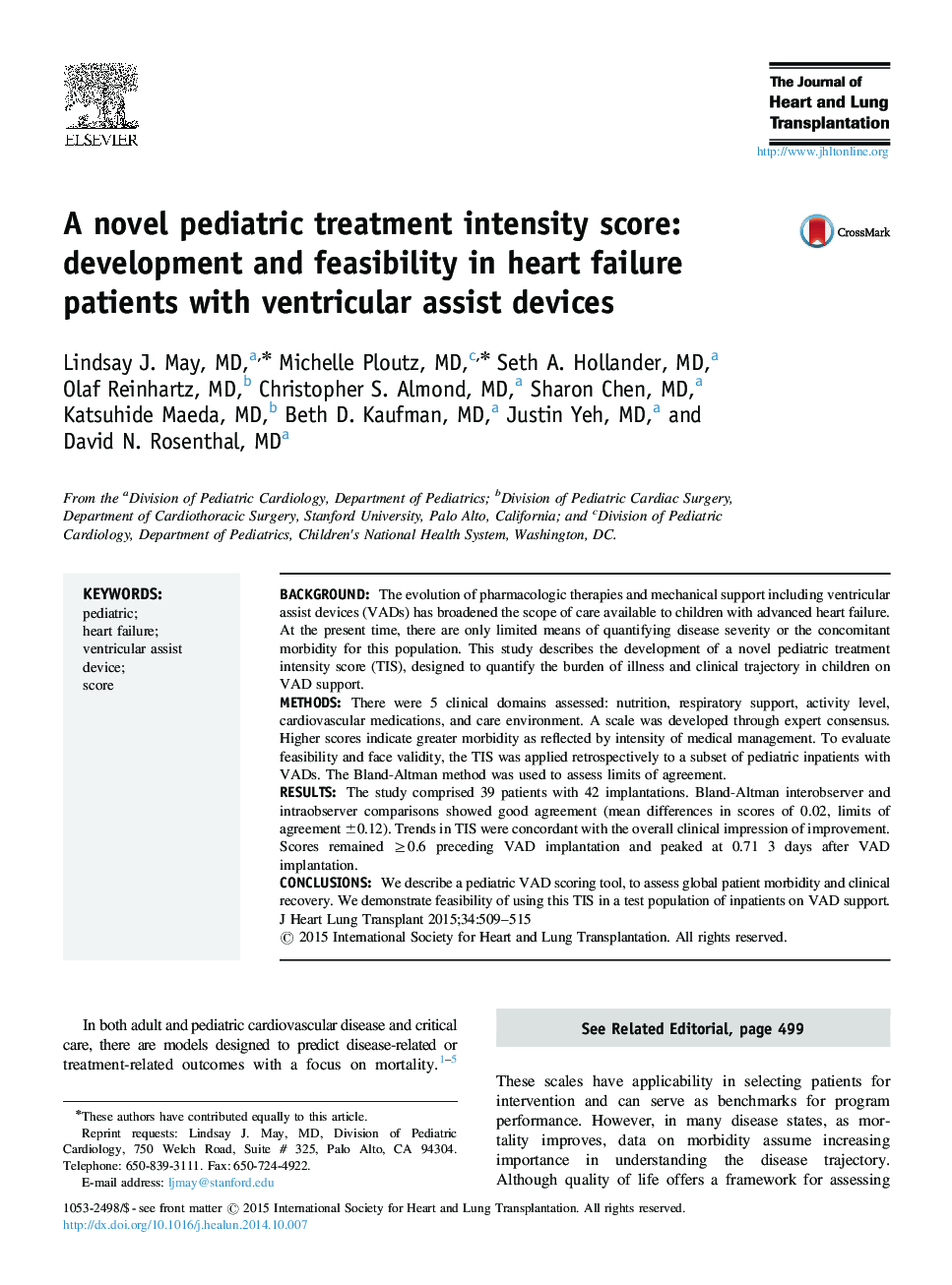 A novel pediatric treatment intensity score: development and feasibility in heart failure patients with ventricular assist devices