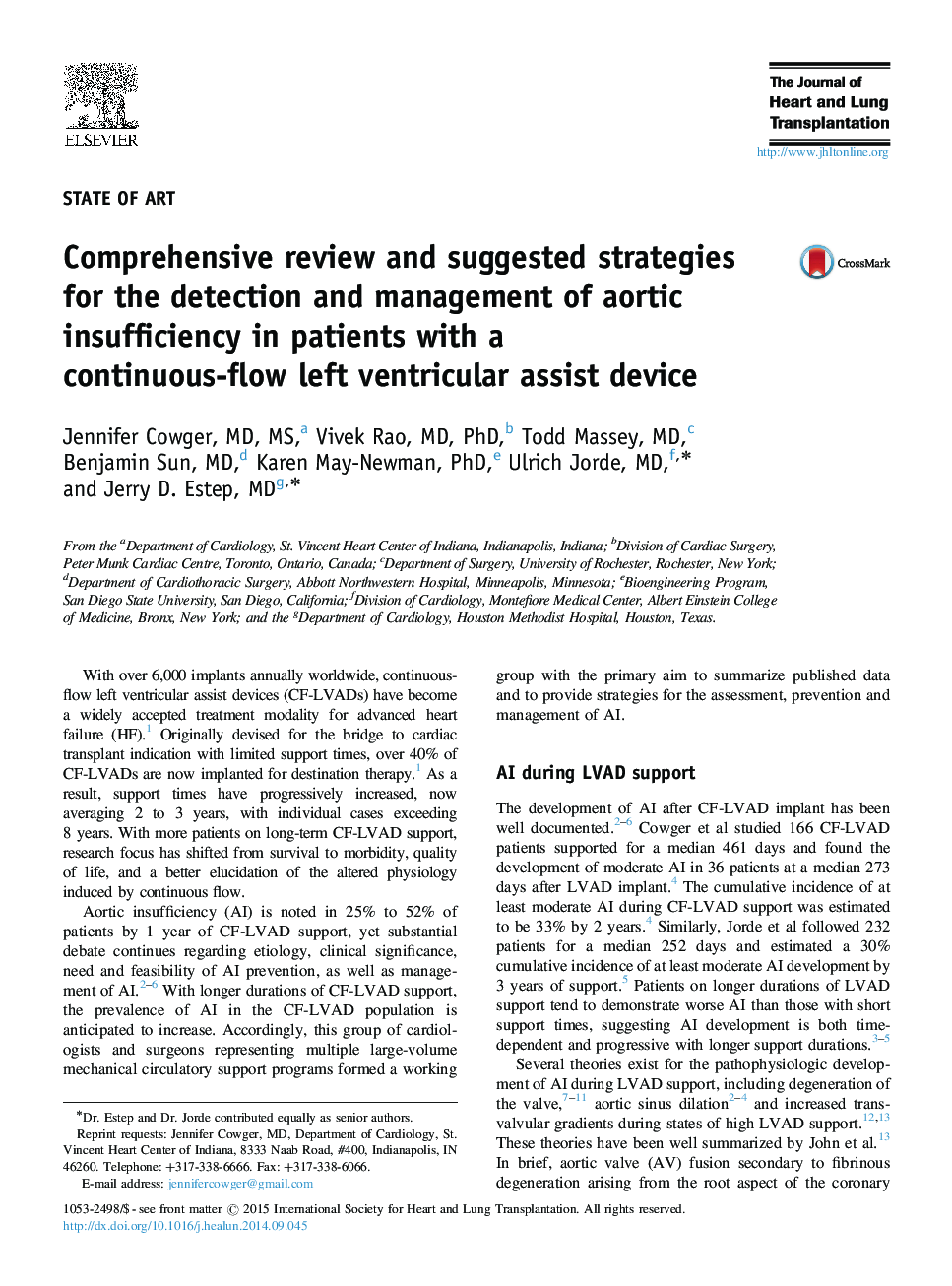 Comprehensive review and suggested strategies for the detection and management of aortic insufficiency in patients with a continuous-flow left ventricular assist device