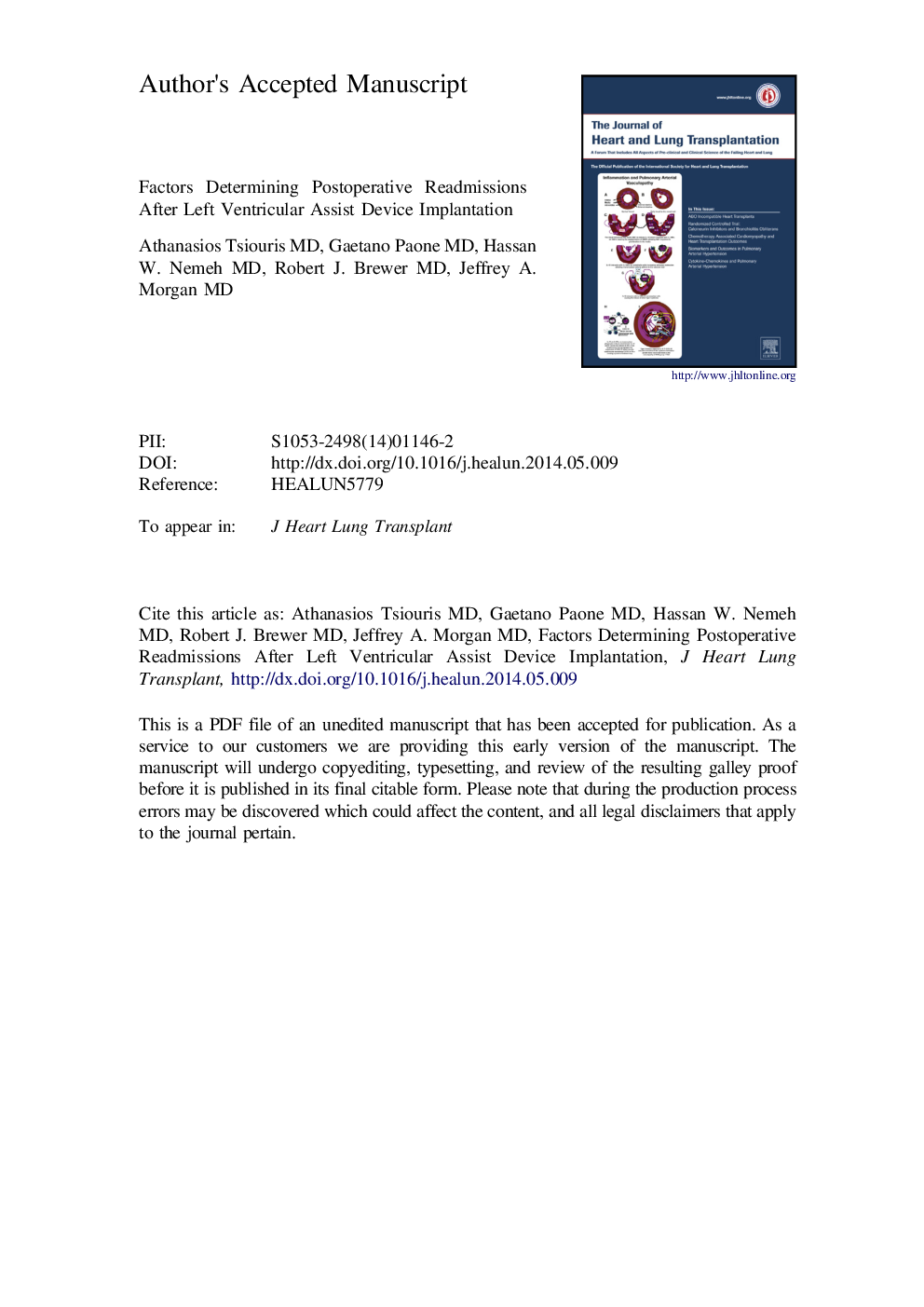 Factors determining post-operative readmissions after left ventricular assist device implantation