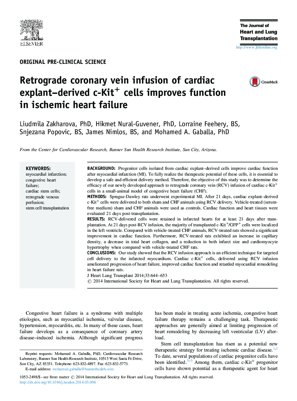 Retrograde coronary vein infusion of cardiac explant-derived c-Kit+ cells improves function in ischemic heart failure