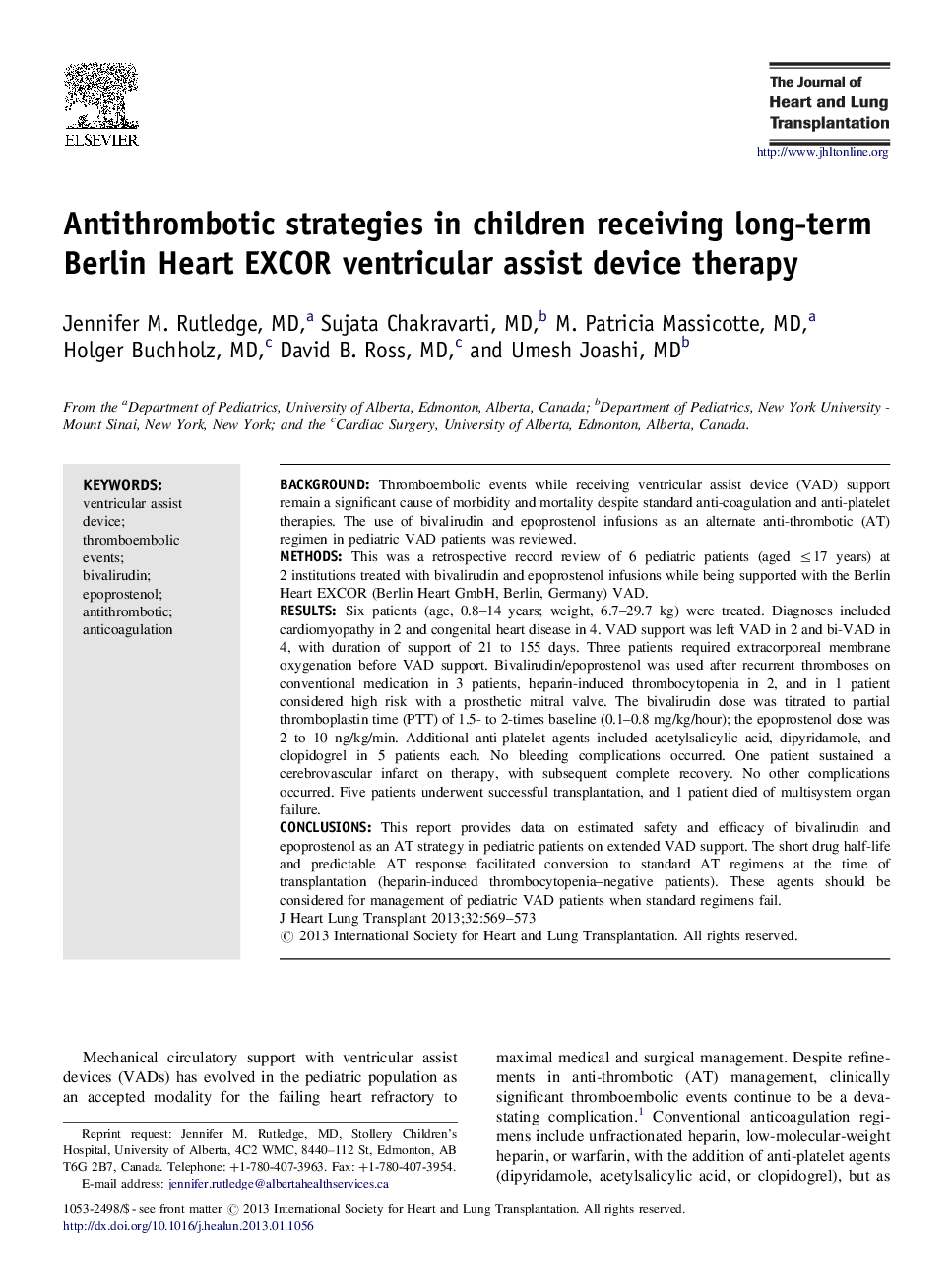 Antithrombotic strategies in children receiving long-term Berlin Heart EXCOR ventricular assist device therapy