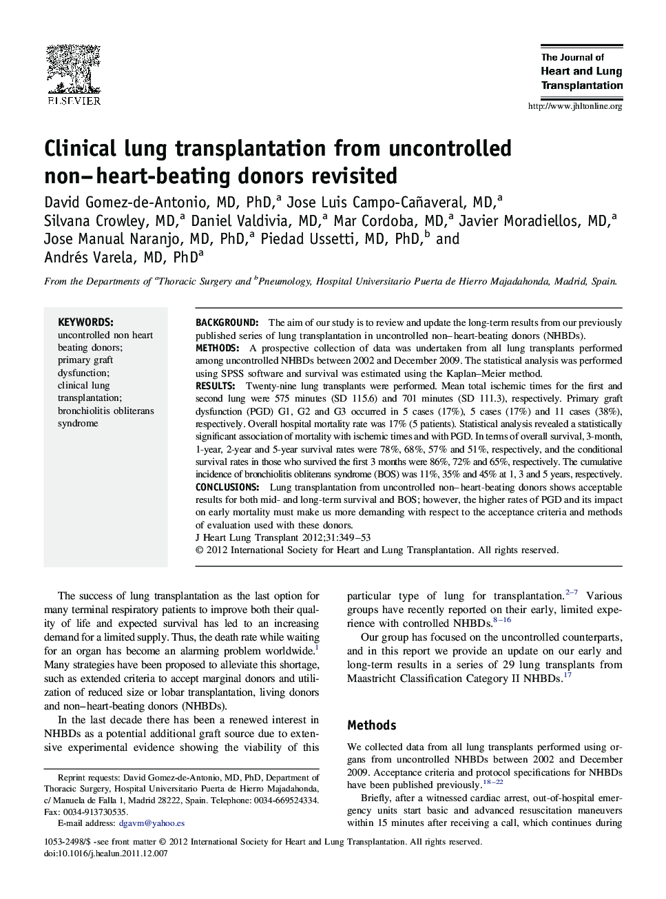 Clinical lung transplantation from uncontrolled non-heart-beating donors revisited