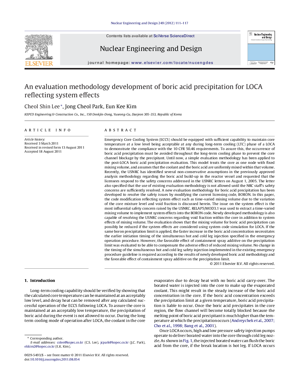 An evaluation methodology development of boric acid precipitation for LOCA reflecting system effects