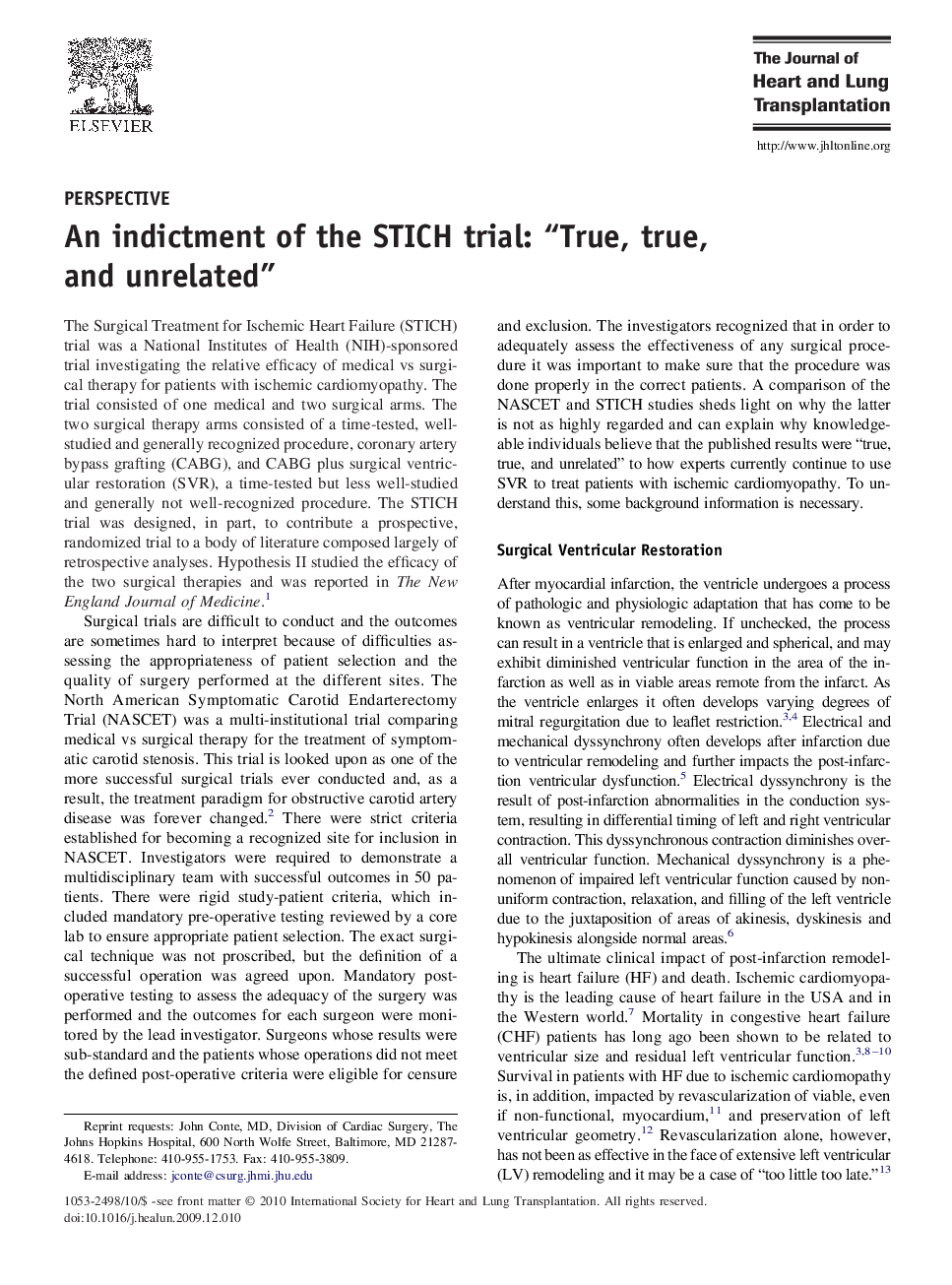 An indictment of the STICH trial: “True, true, and unrelated”