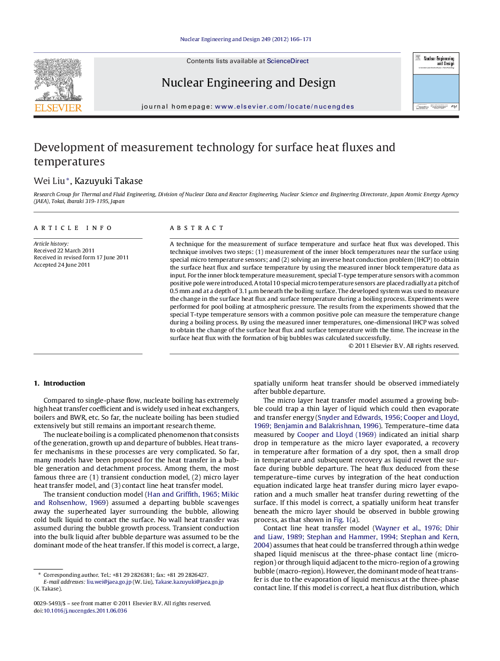 Development of measurement technology for surface heat fluxes and temperatures