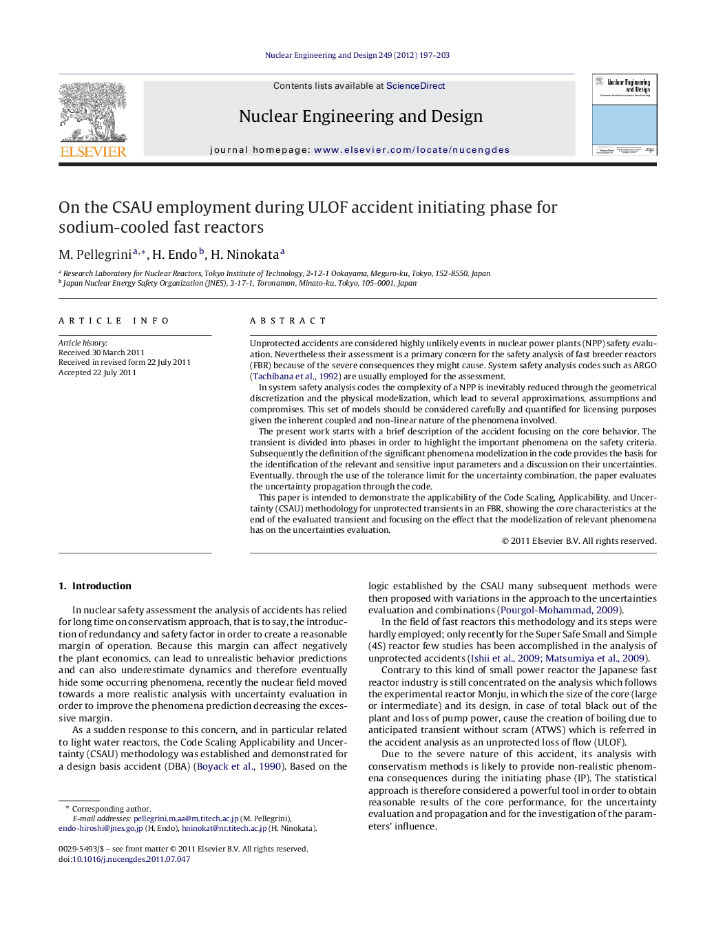 On the CSAU employment during ULOF accident initiating phase for sodium-cooled fast reactors