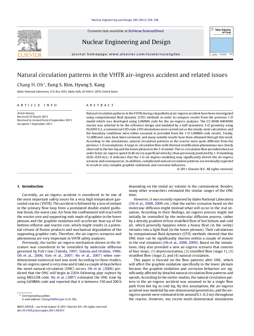 Natural circulation patterns in the VHTR air-ingress accident and related issues