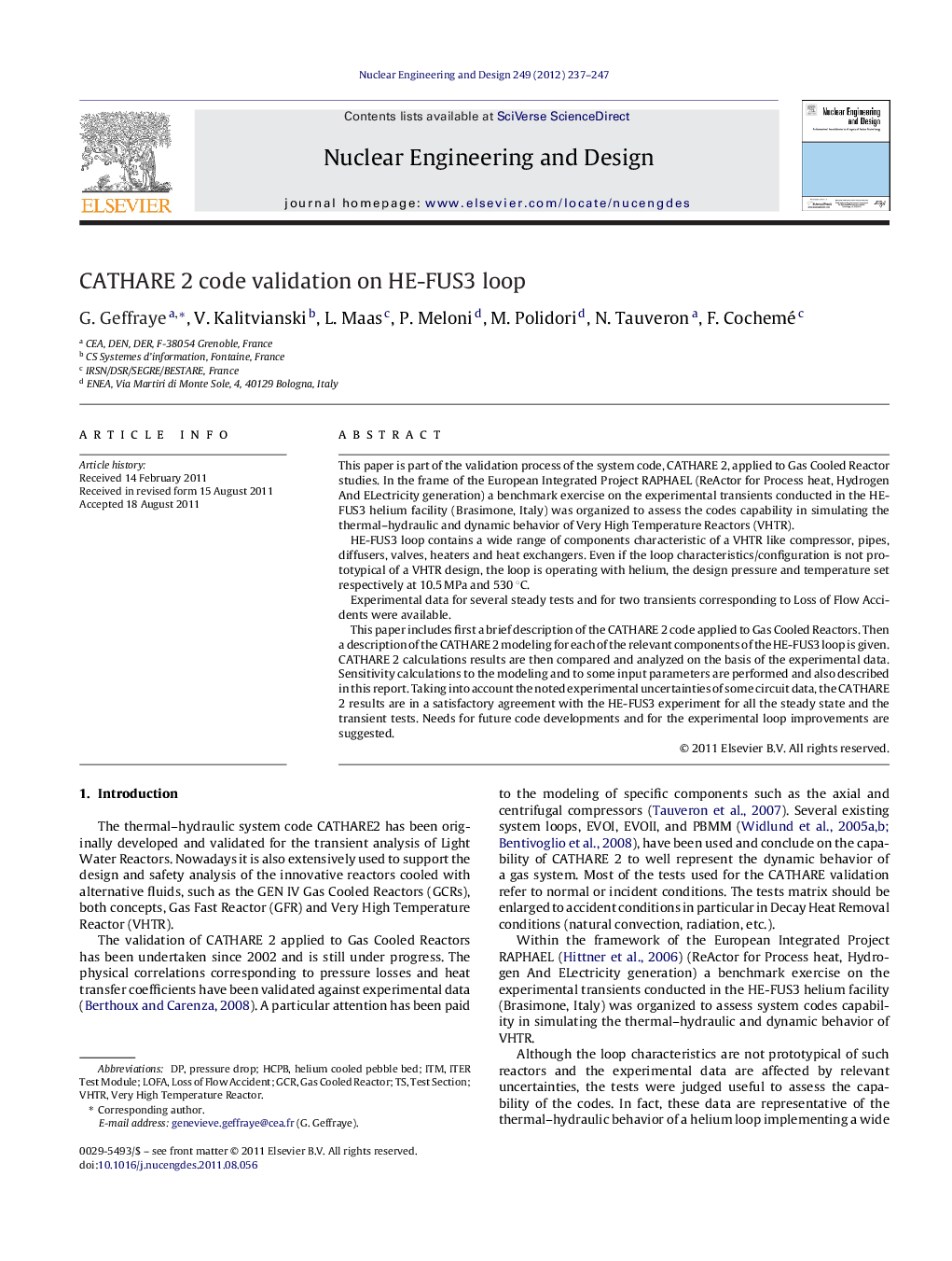 CATHARE 2 code validation on HE-FUS3 loop