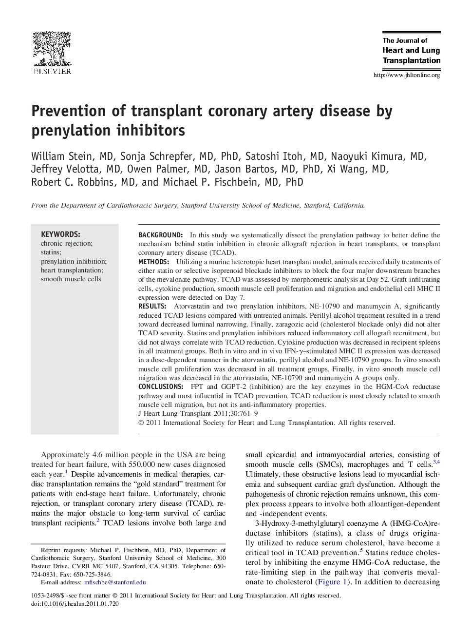 Prevention of transplant coronary artery disease by prenylation inhibitors