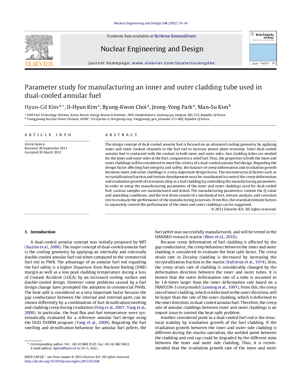 Parameter study for manufacturing an inner and outer cladding tube used in dual-cooled annular fuel