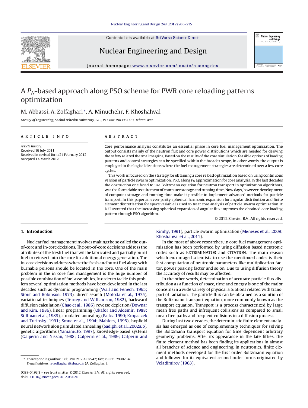 A PN-based approach along PSO scheme for PWR core reloading patterns optimization