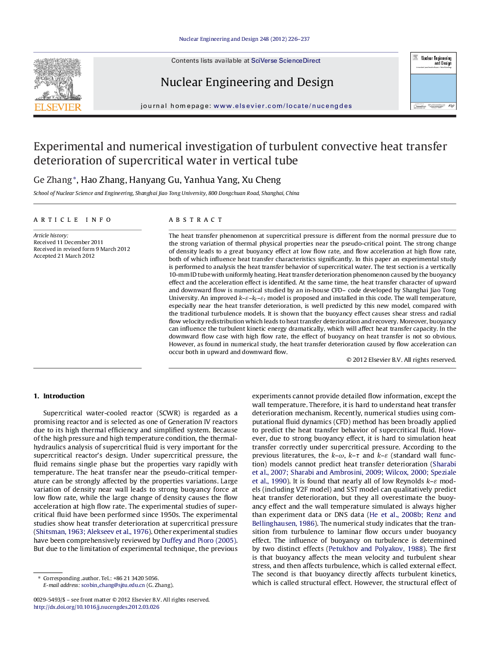 Experimental and numerical investigation of turbulent convective heat transfer deterioration of supercritical water in vertical tube