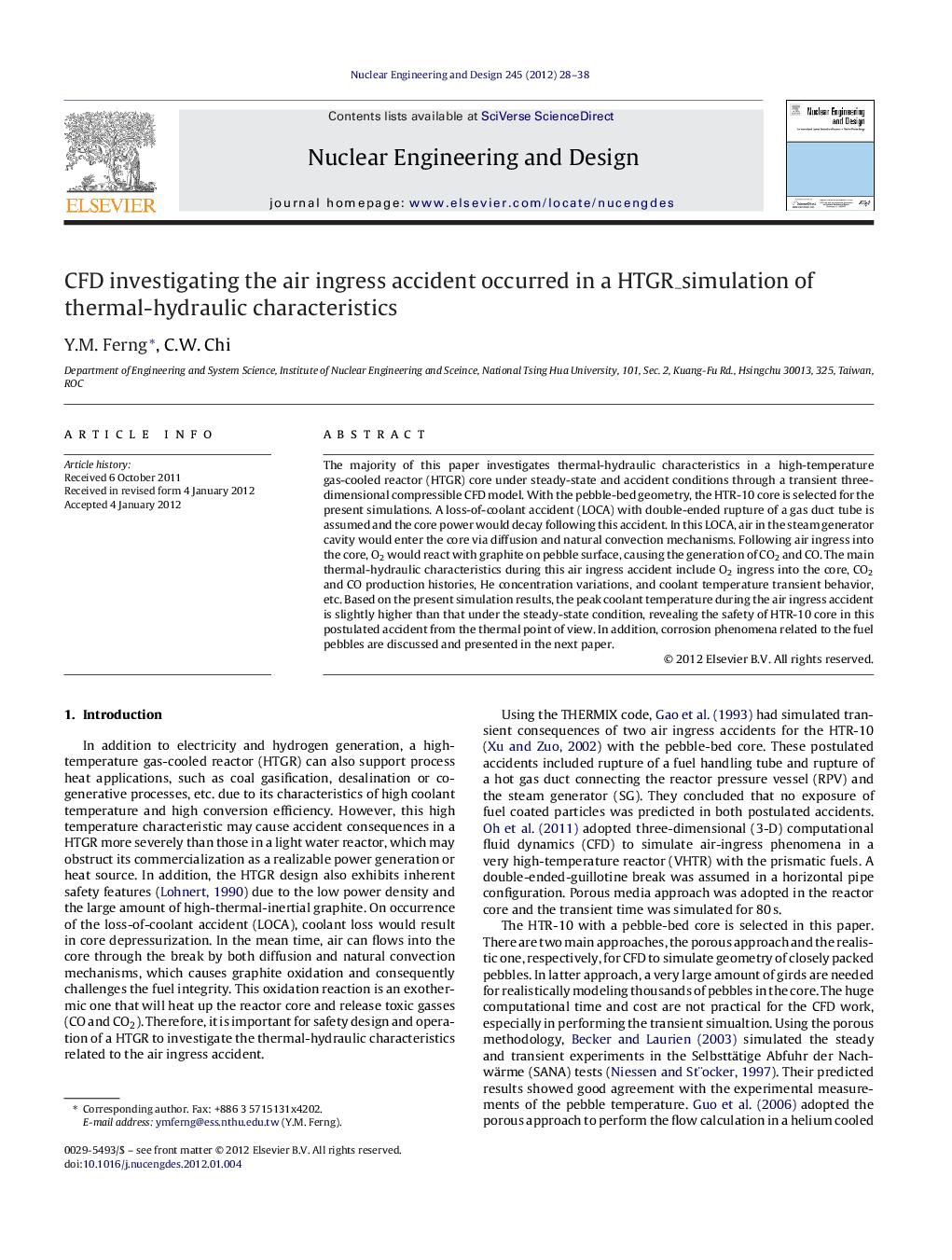 CFD investigating the air ingress accident occurred in a HTGR_simulation of thermal-hydraulic characteristics