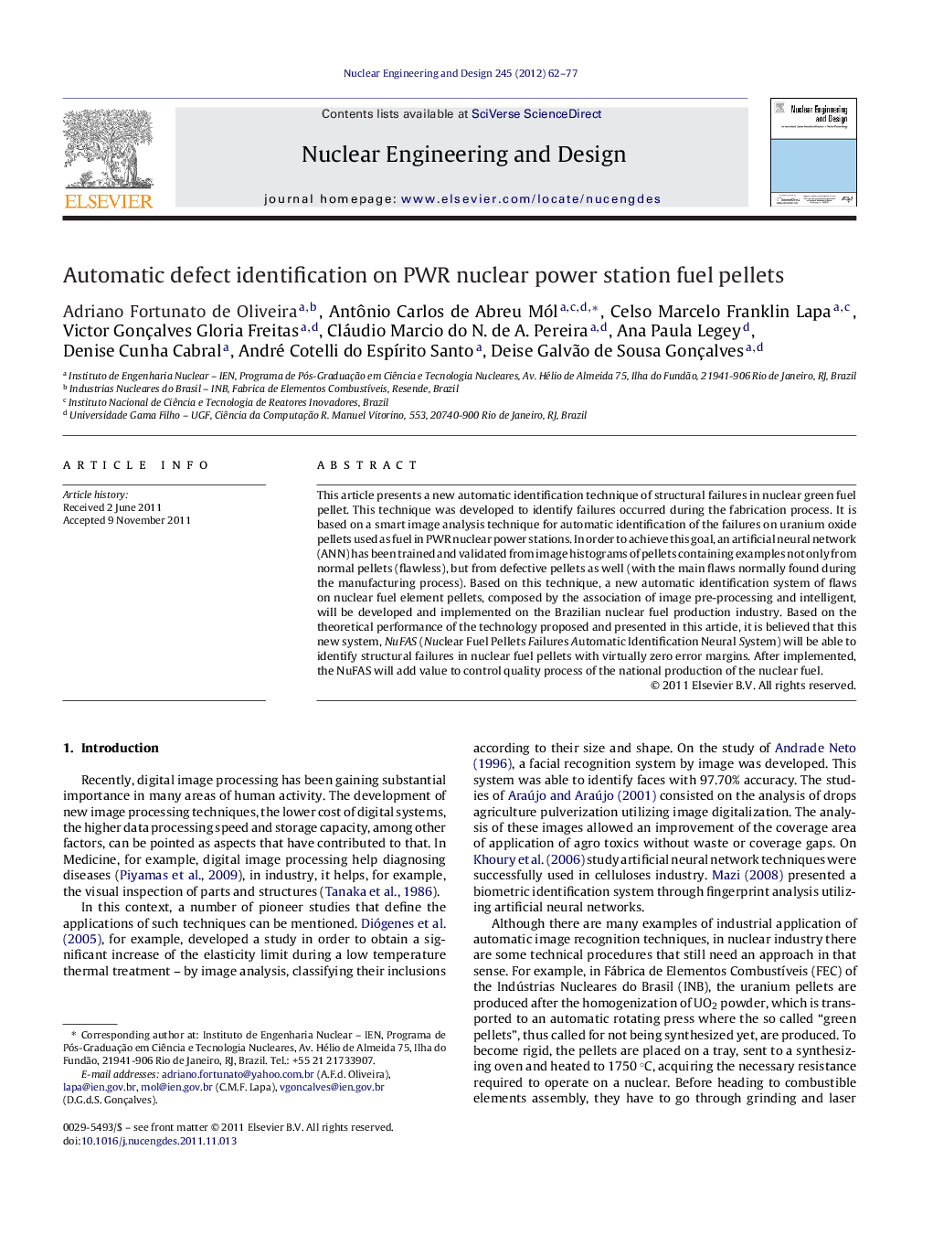Automatic defect identification on PWR nuclear power station fuel pellets